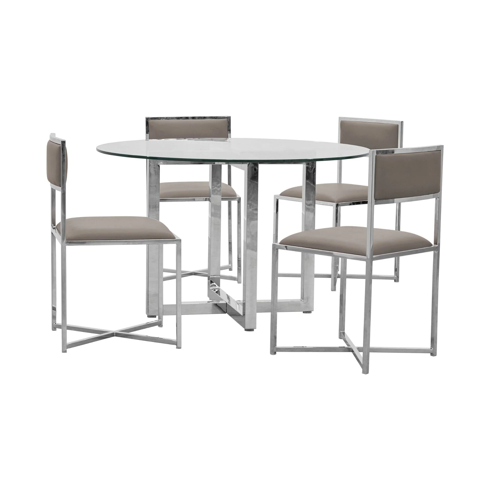 Amalfi X-Base Chair in Taupe Leather (Set of 2) - Image 4