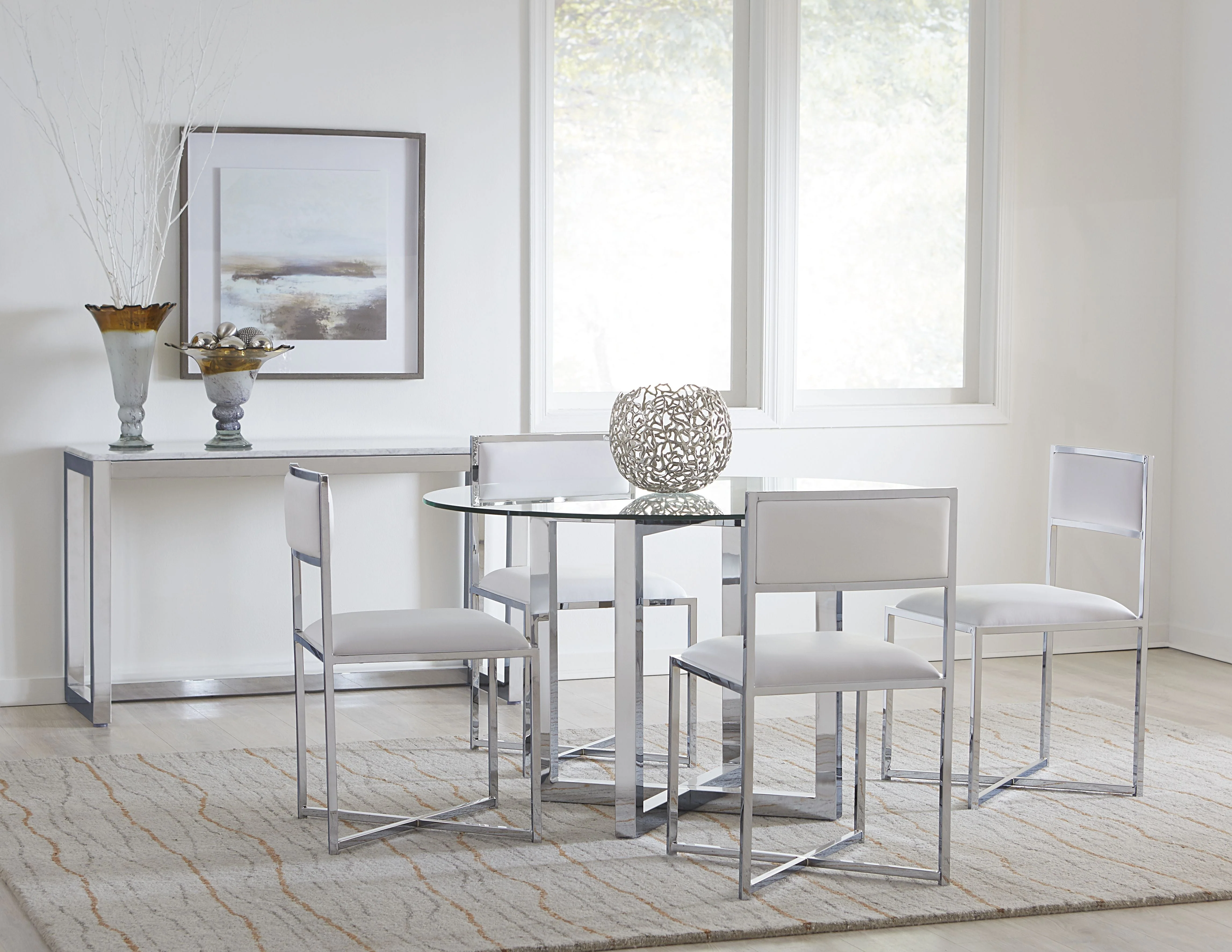 Amalfi X-Base Chair in White Leather (Set of 2) - Image 2