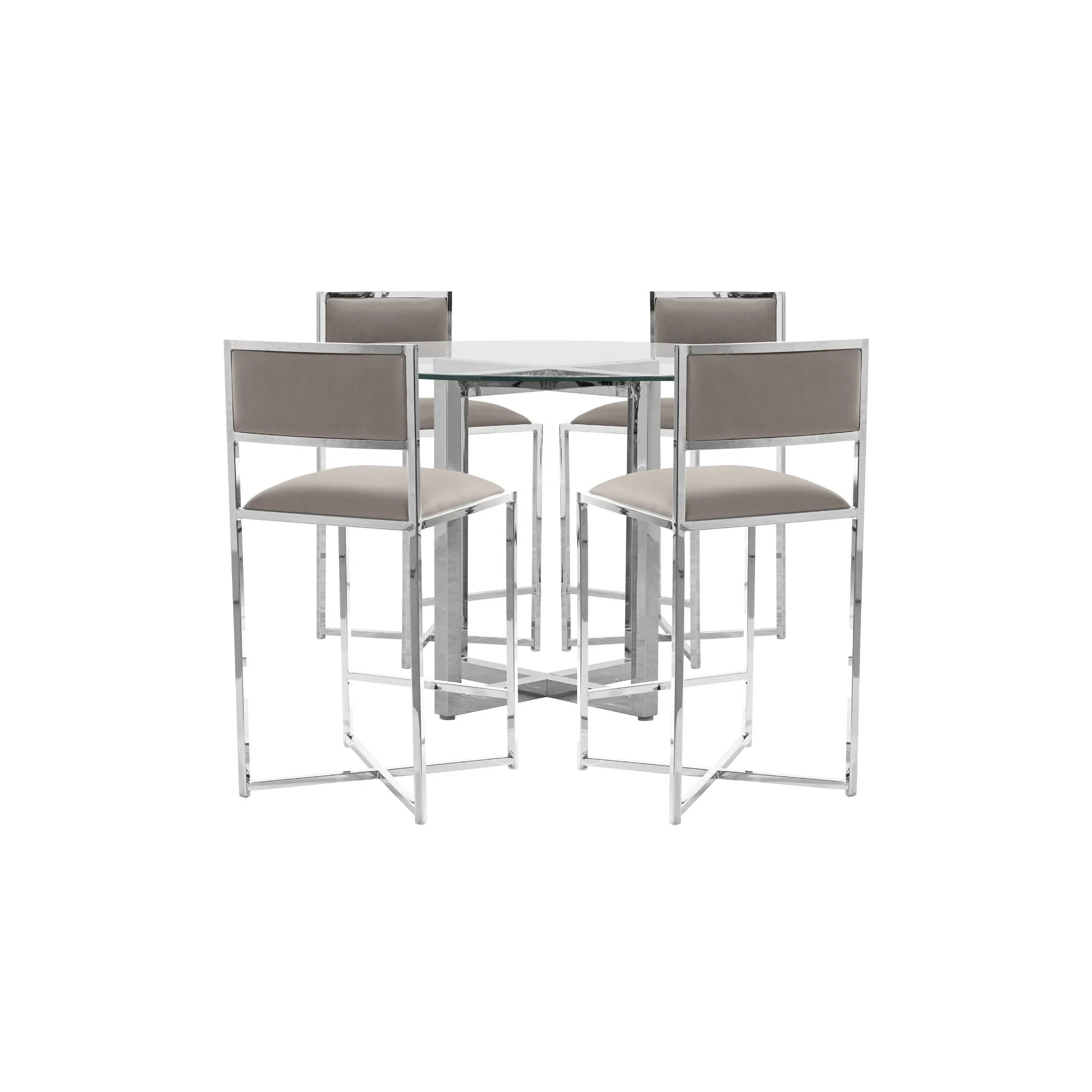 Amalfi X-Base Counter Stool in Taupe Leather (Set of 2) - Image 5