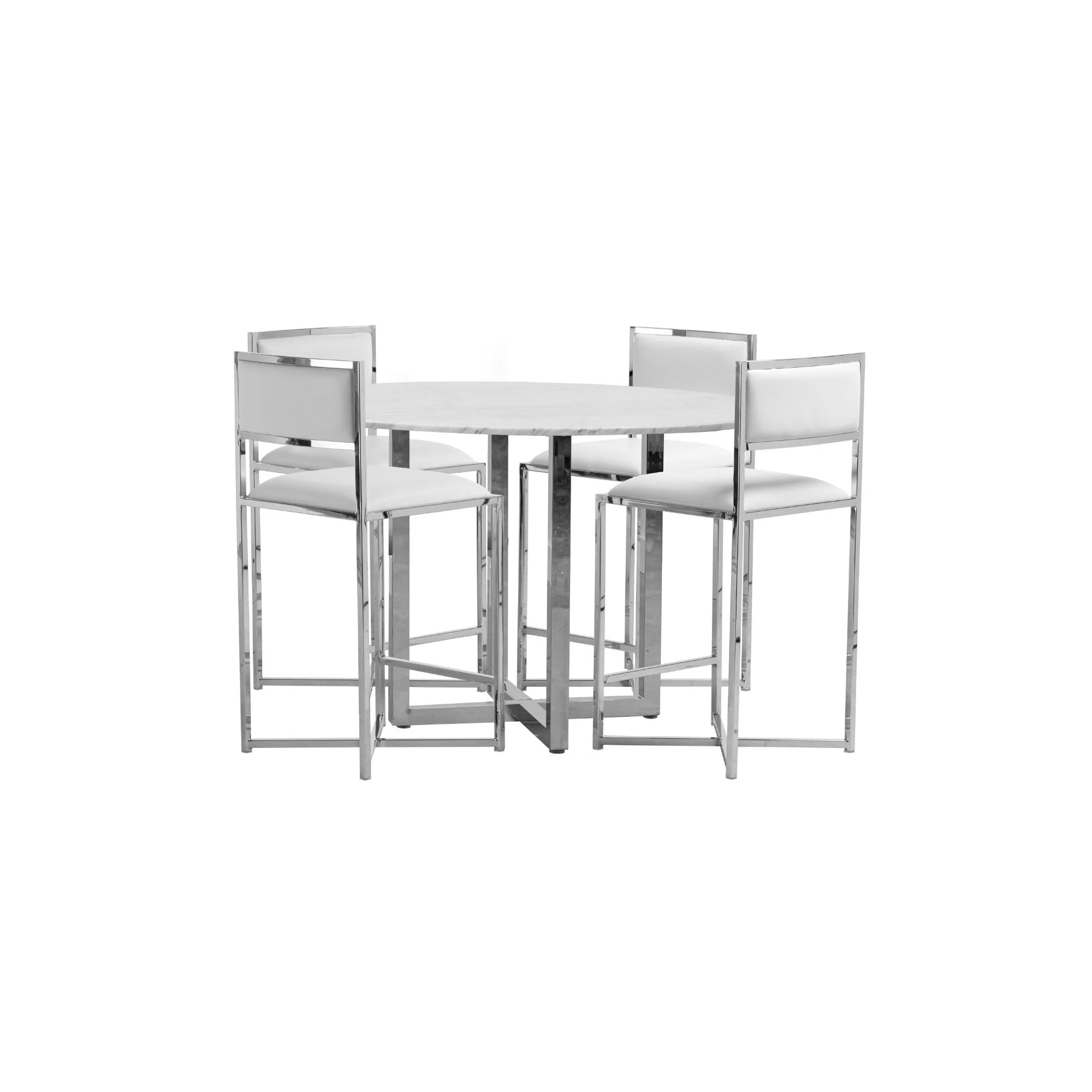 Amalfi X-Base Counter Stool in White Leather (Set of 2) - Image 6