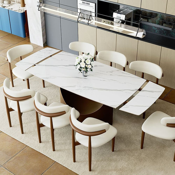 Aman 71"-95" Glossy White Dining Room Set - Image 4