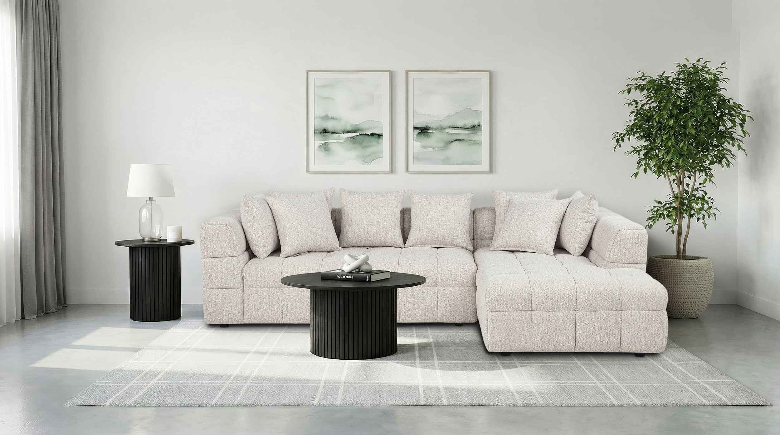 Amara Ivory 2-Piece Upholstered Sectional Sofa