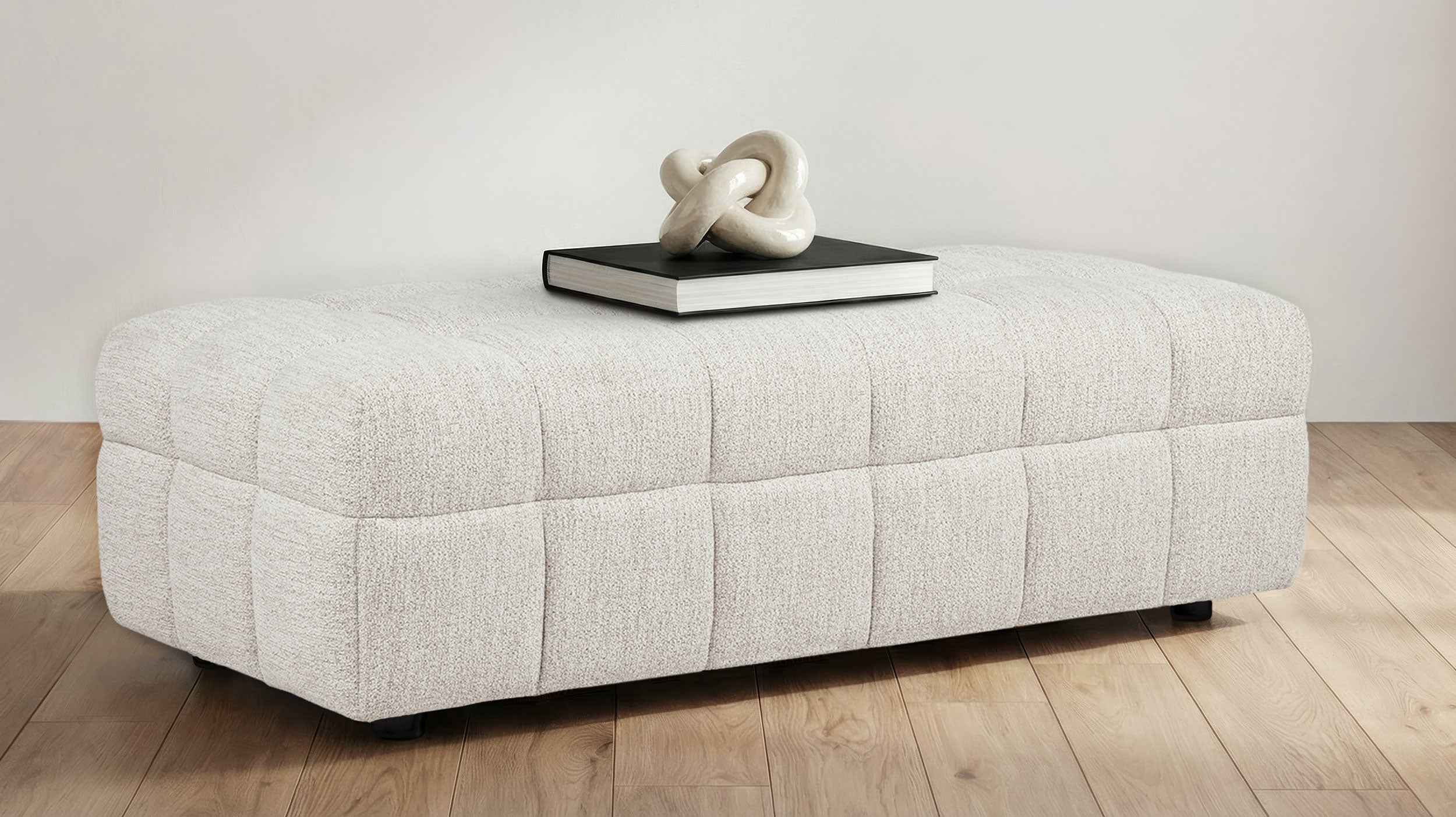 Amara Ivory Upholstered Ottoman
