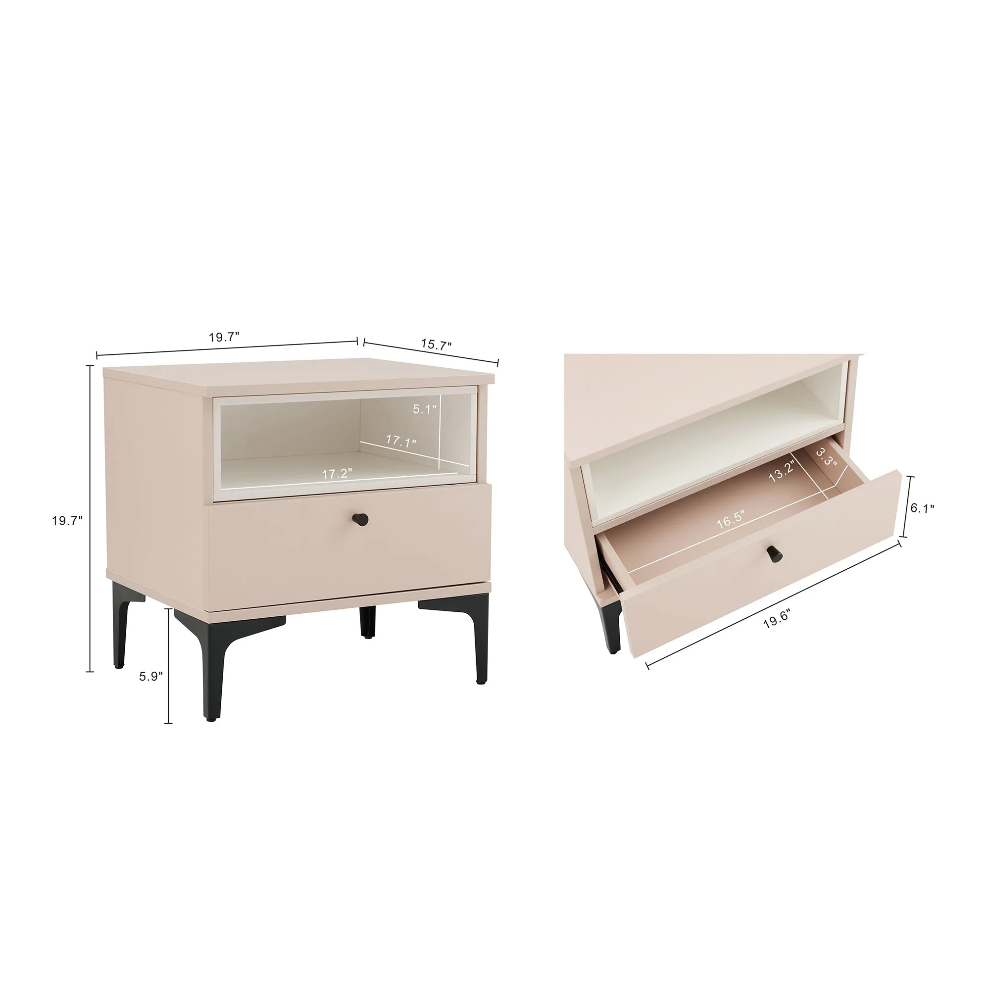 Amara Nightstand in Pale Rose and White (set of 2) - Image 3