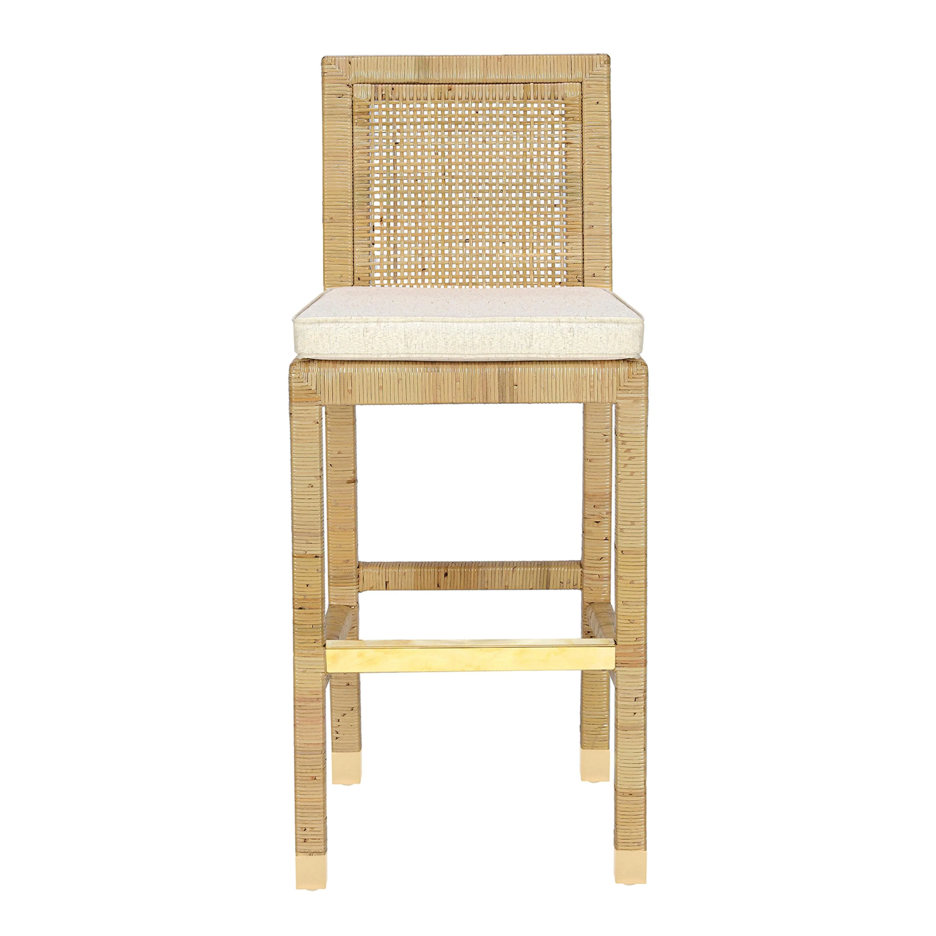 Amara Rattan & Cream Linen Stool - Image 13