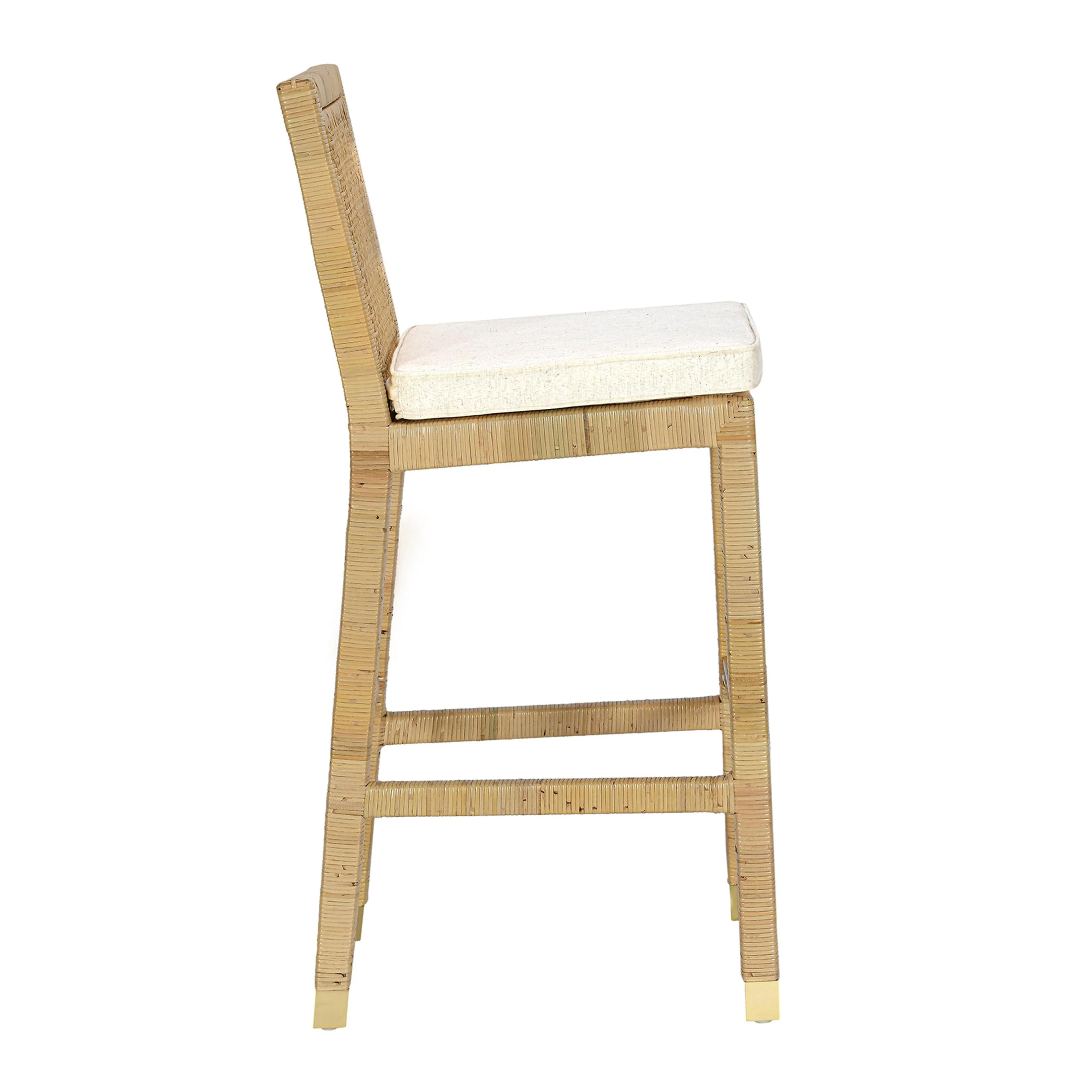 Amara Rattan & Cream Linen Stool - Image 14
