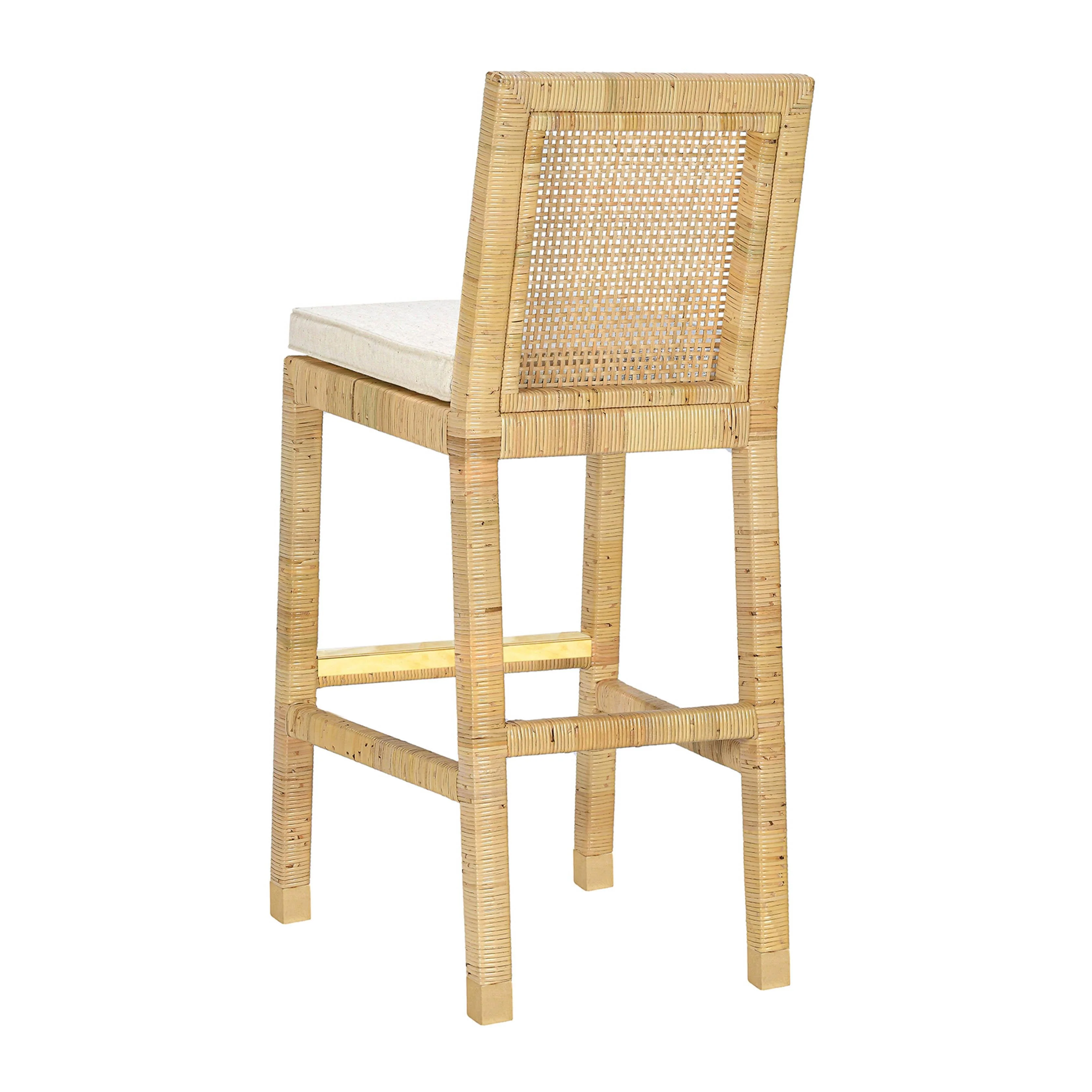Amara Rattan & Cream Linen Stool - Image 15