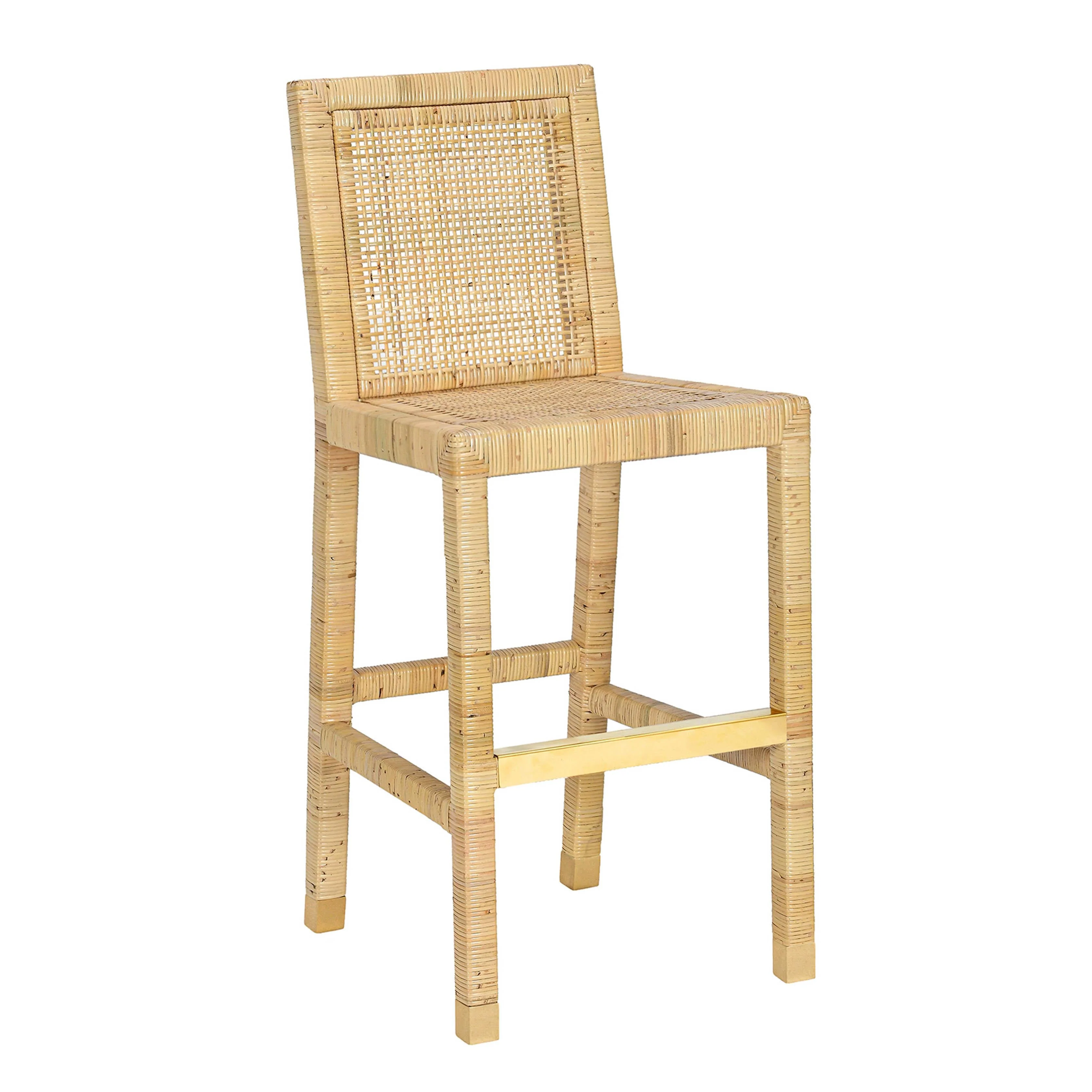 Amara Rattan & Cream Linen Stool - Image 17