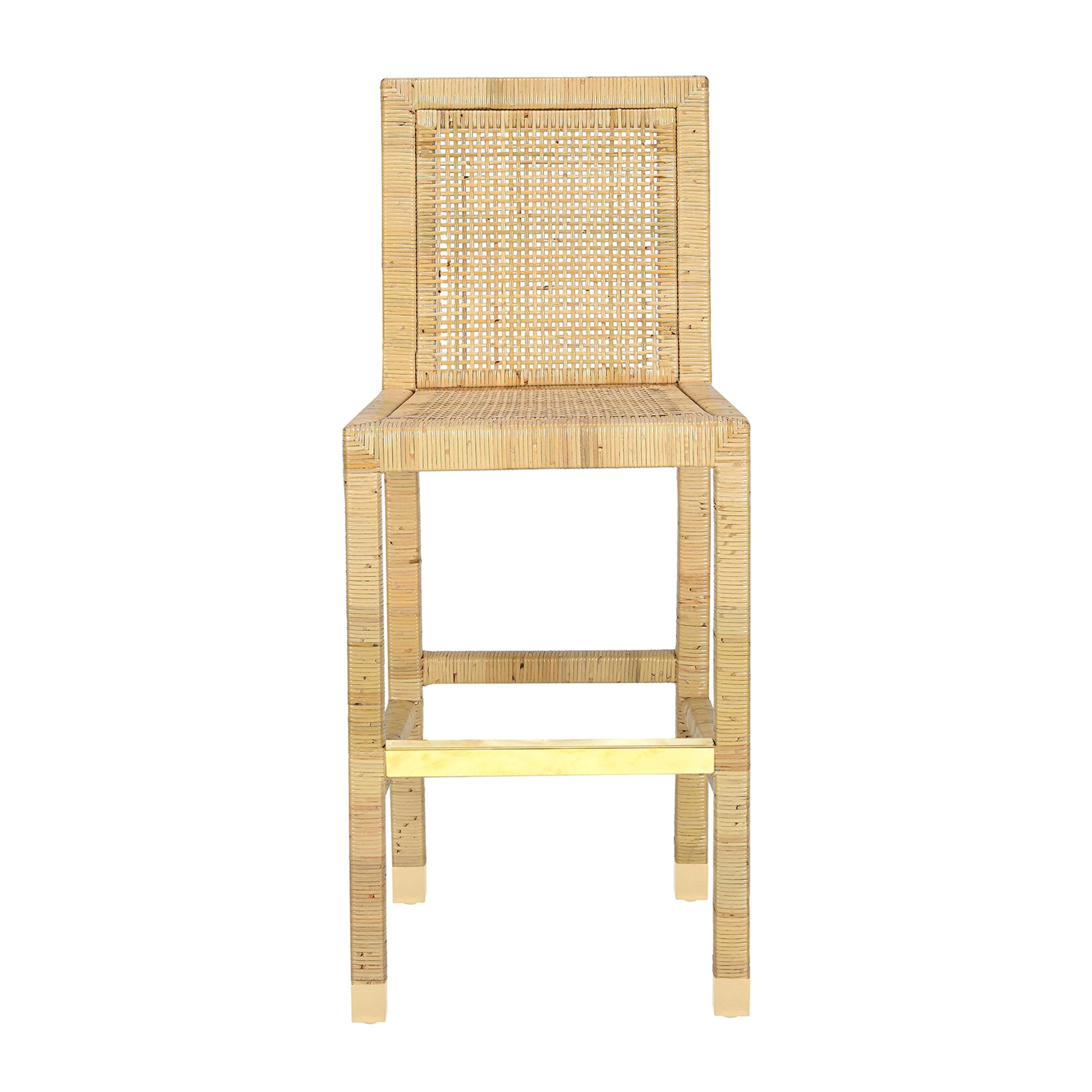 Amara Rattan & Cream Linen Stool - Image 18