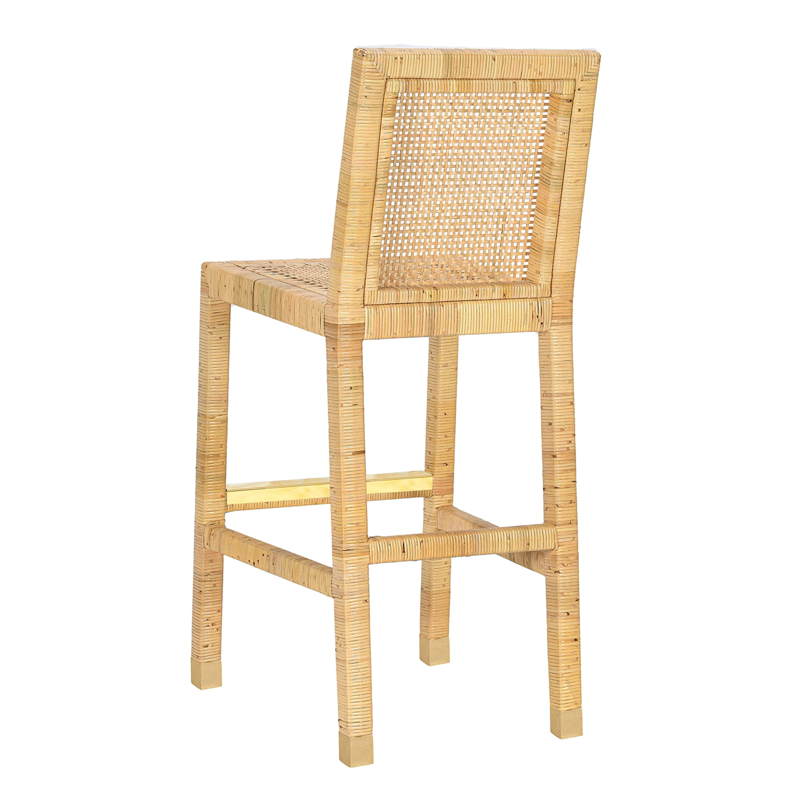 Amara Rattan & Cream Linen Stool - Image 19