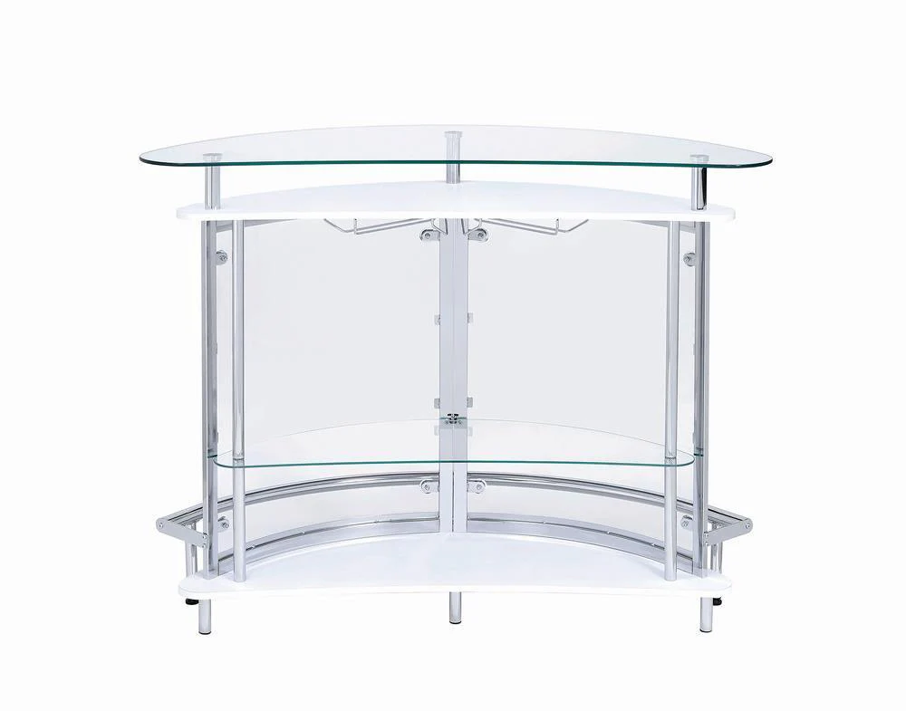 Amarillo White/Chrome 2-Tier Bar Unit - Image 2