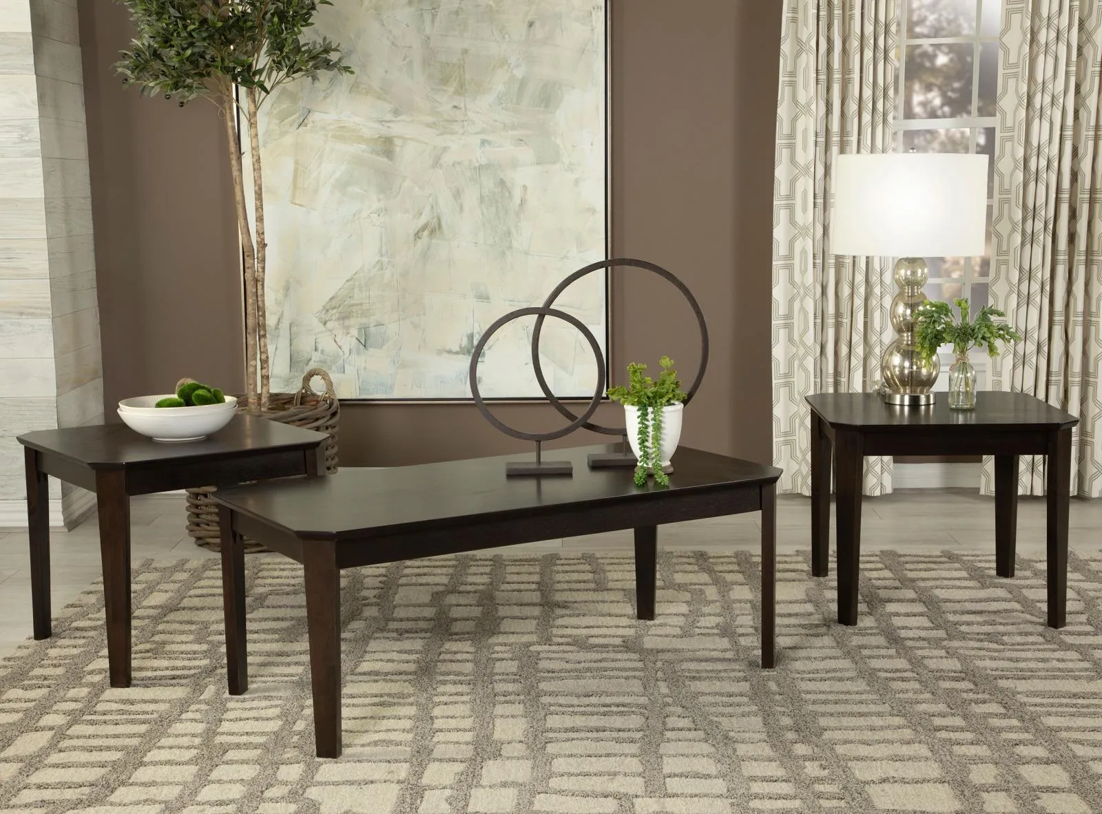 Amaro Dark Brown 3-Piece Occasional Set