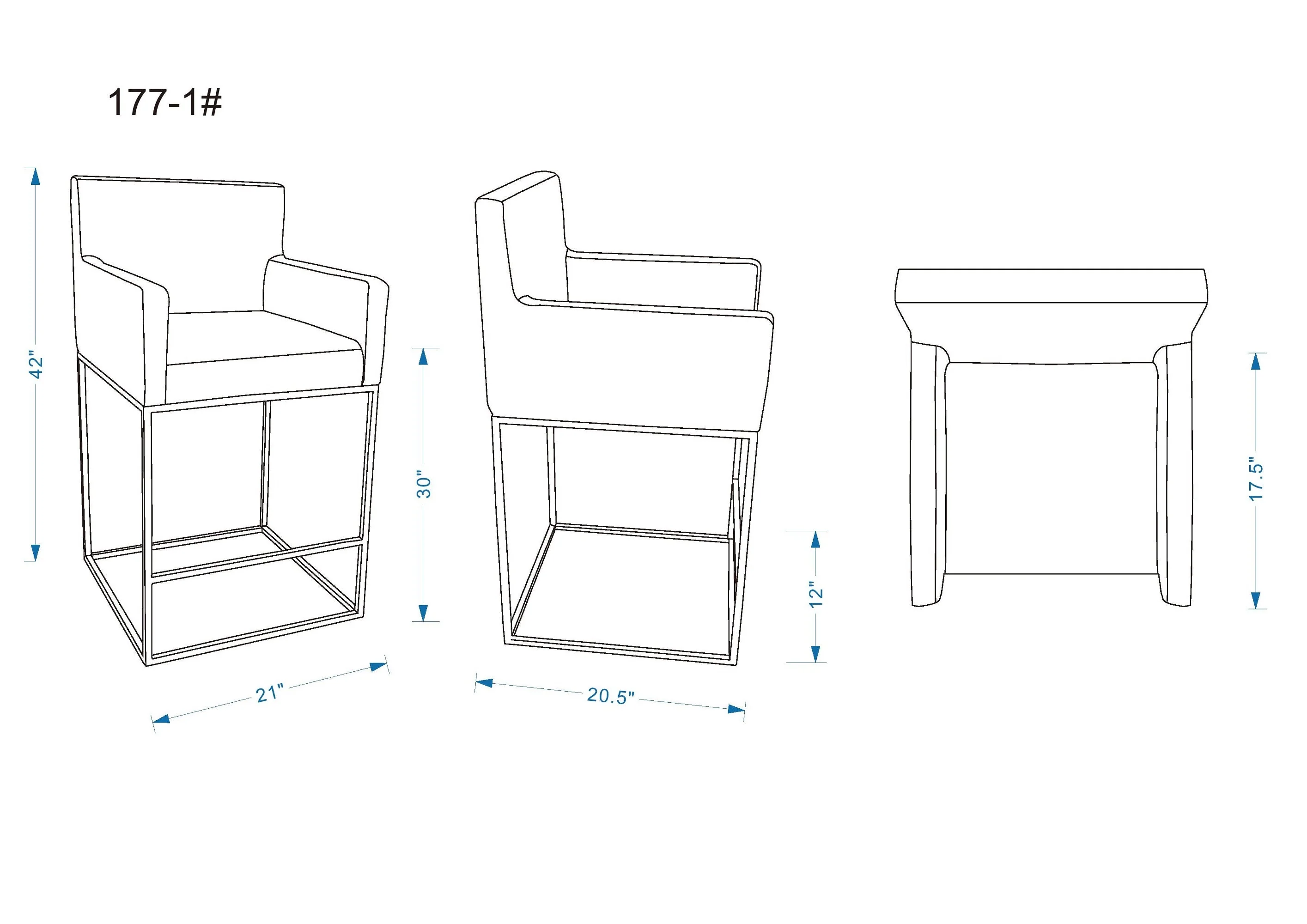 Ambassador Barstool in Grey and Black (set of 3) - Image 3