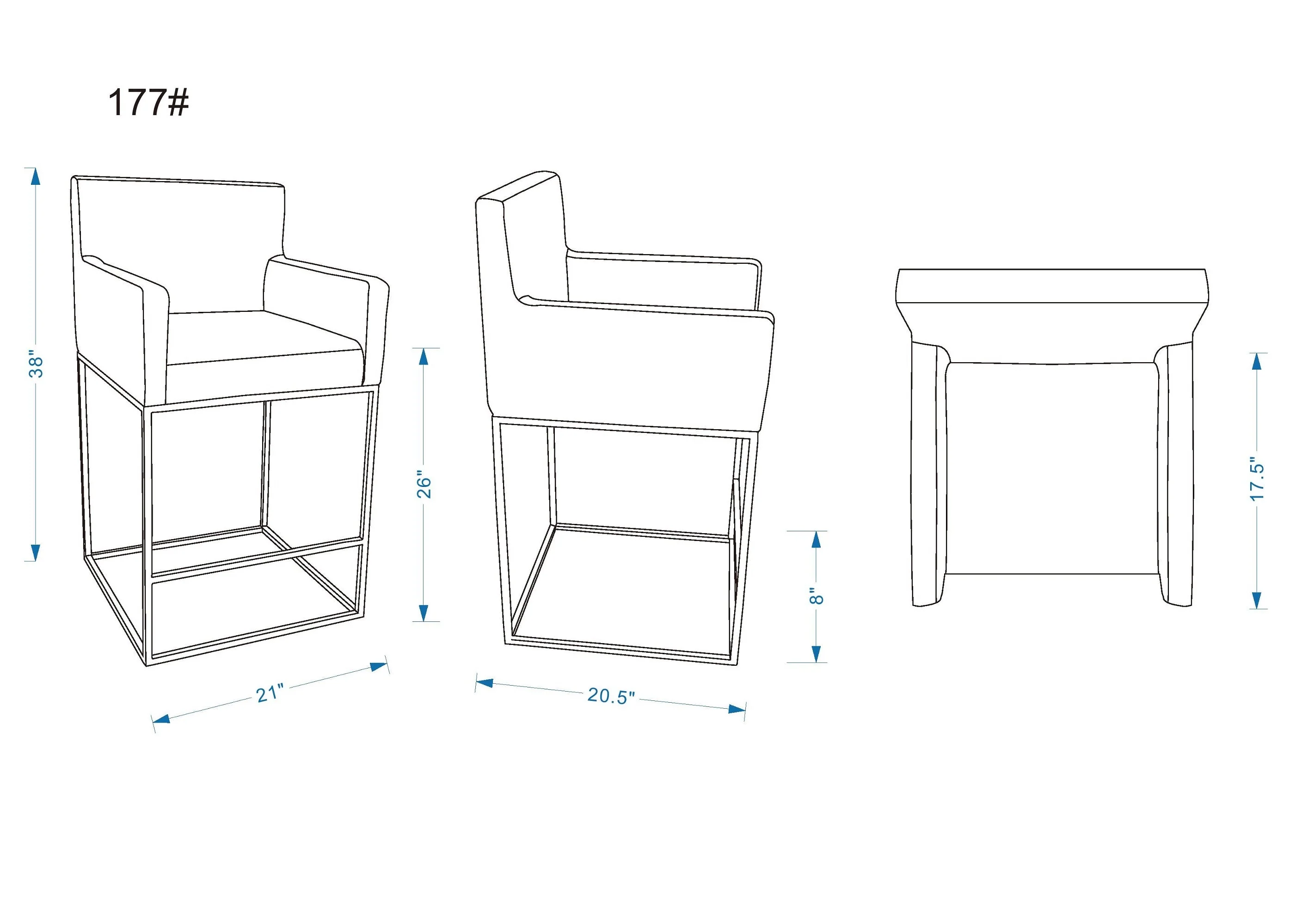 Ambassador Counter Stool in Grey and Black - Image 3