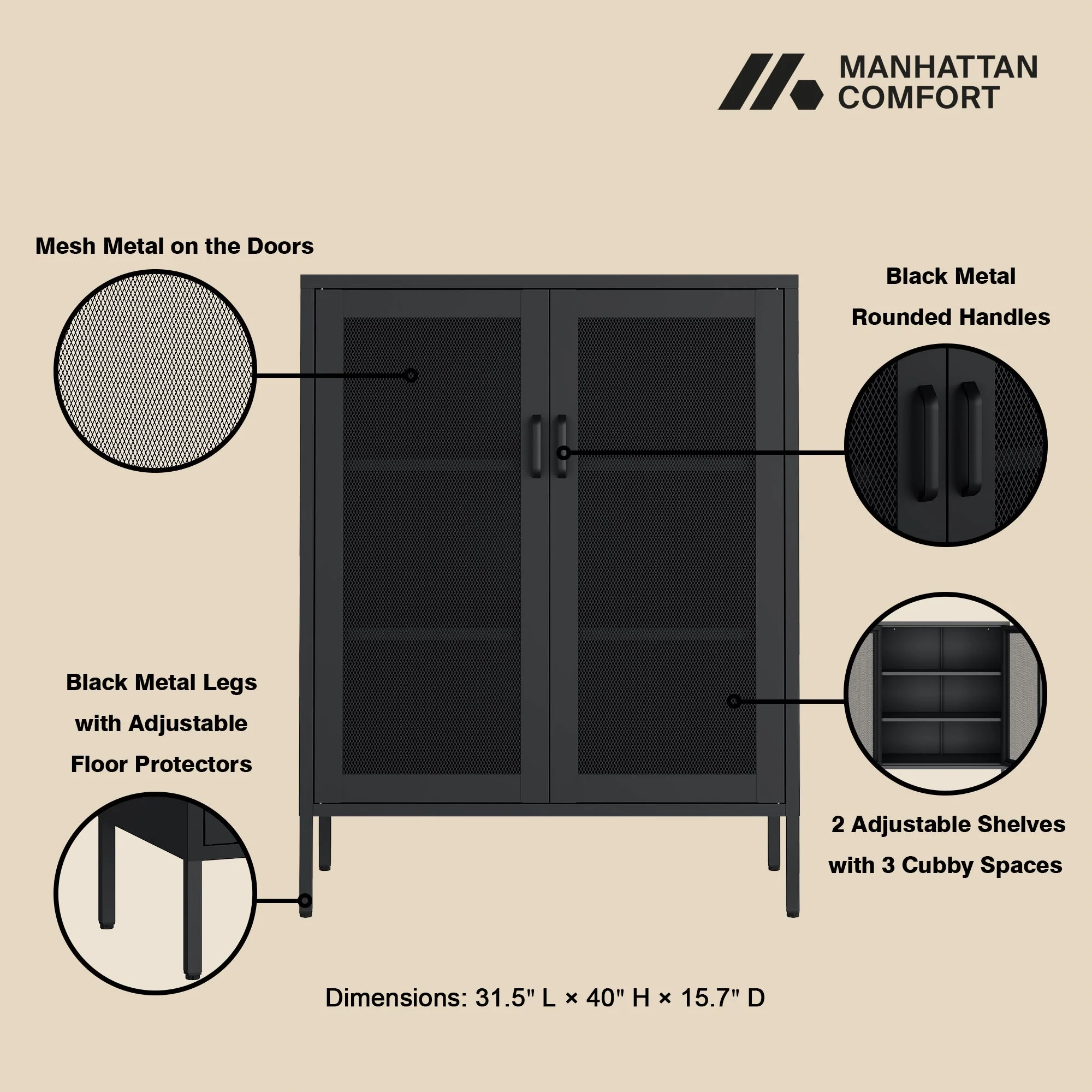 Amelia 31.5" Accent Cabinet in Black - Image 4