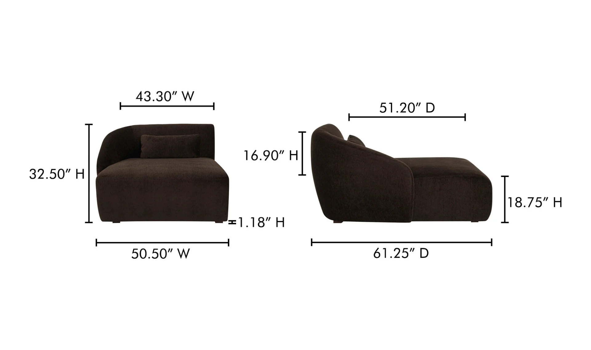 Amelia Left Arm Facing Chaise - Espresso - Image 7