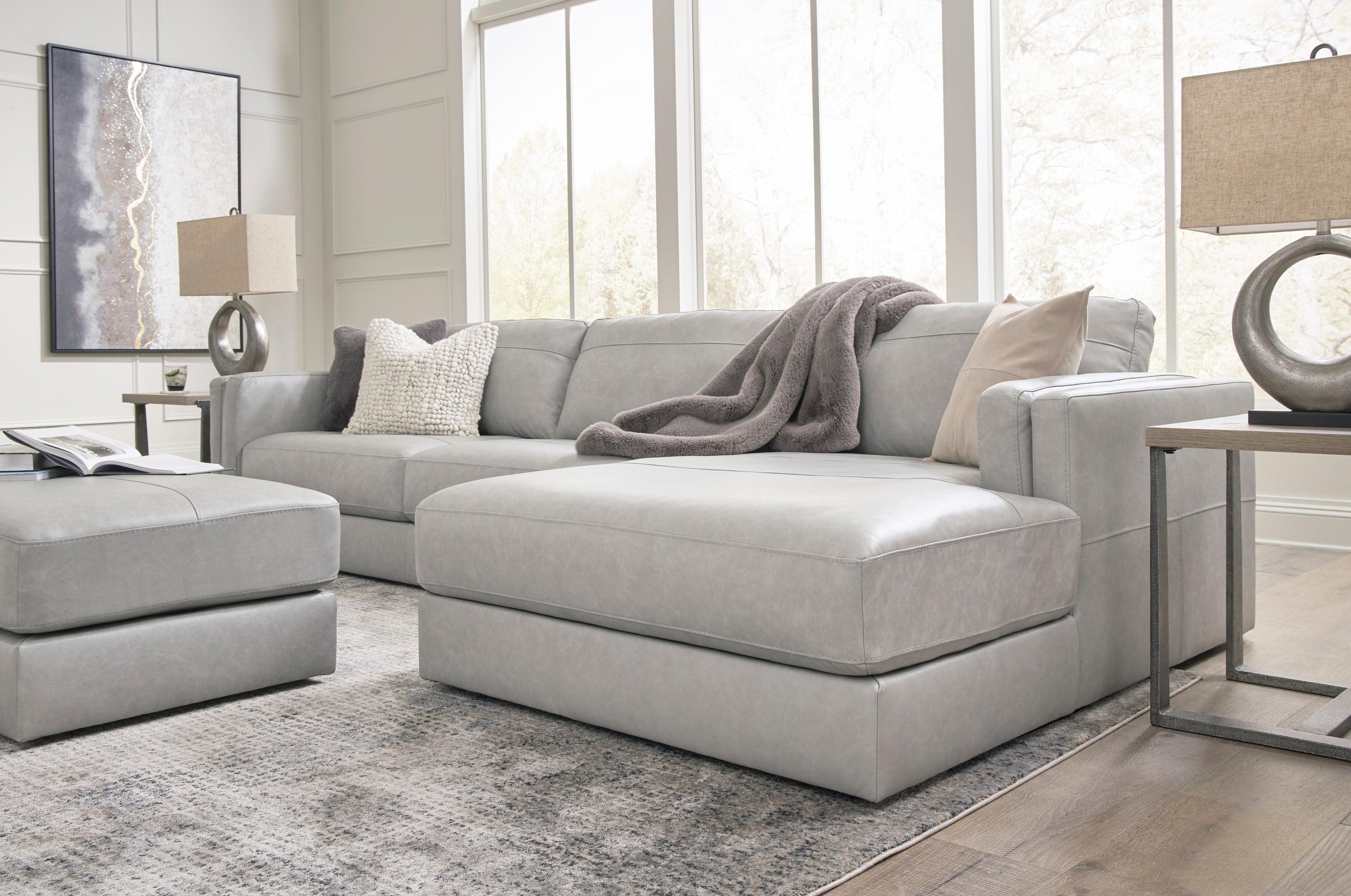 Amiata Glacier Leather 2-Piece Right Arm Facing (RAF) Chaise Sectional - Image 5