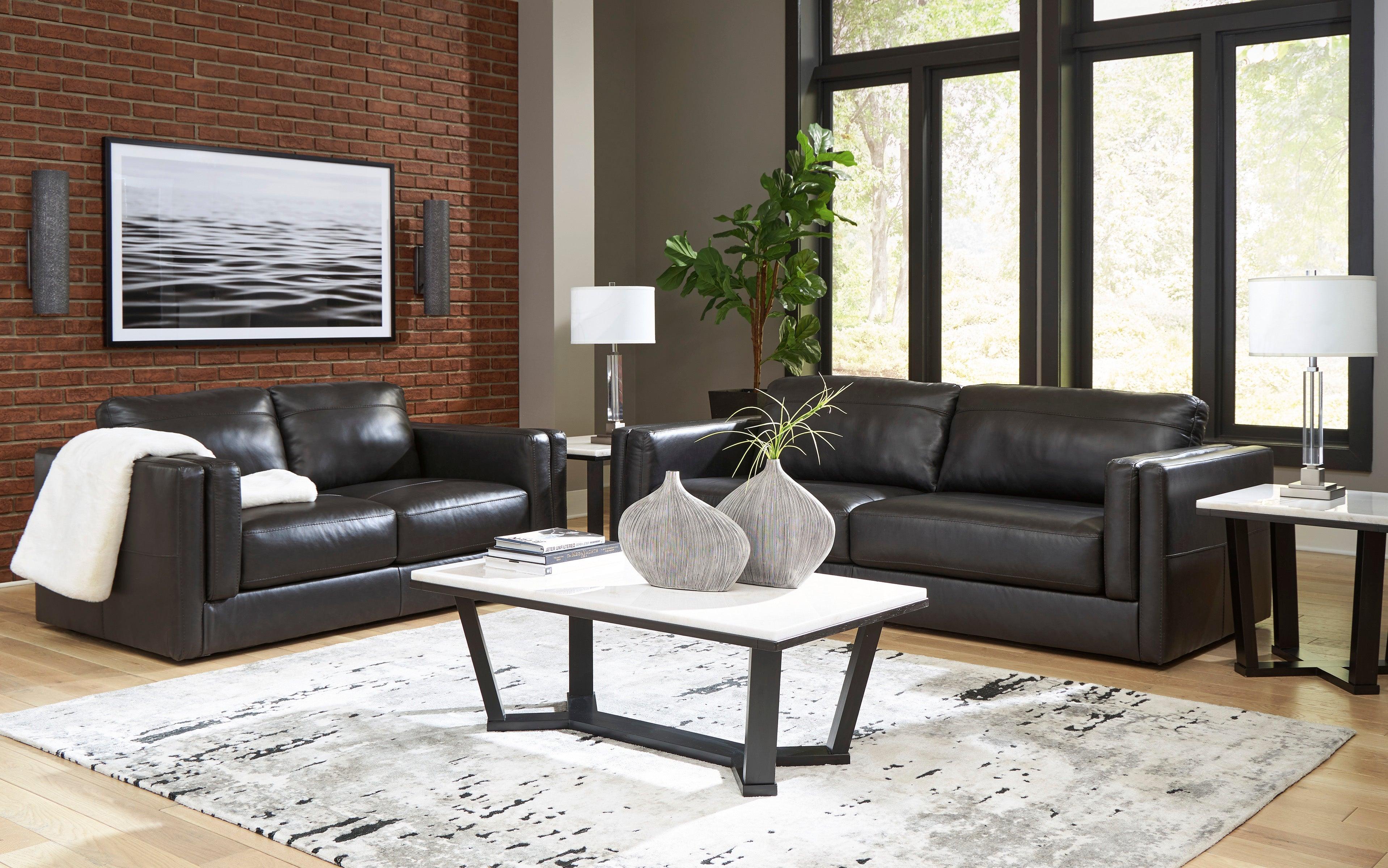 Amiata Onyx Leather Living Room Set - Image 2