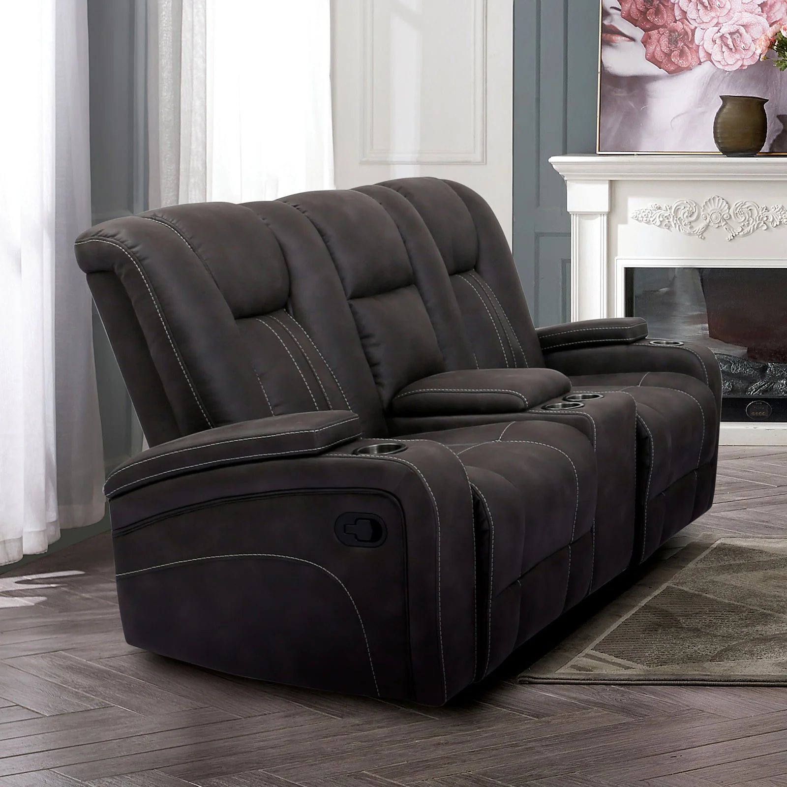 Amirah Dark Gray Sofa & Glider Loveseat - Image 2