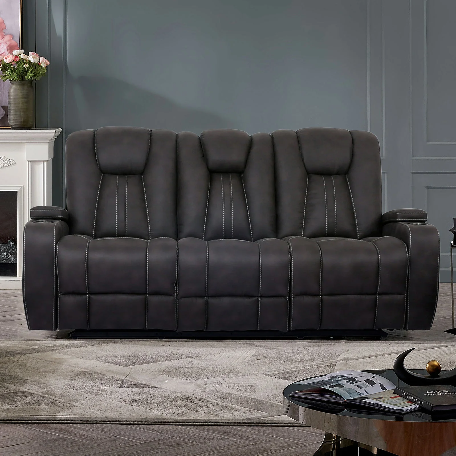 Amirah Dark Gray Sofa & Glider Loveseat - Image 3