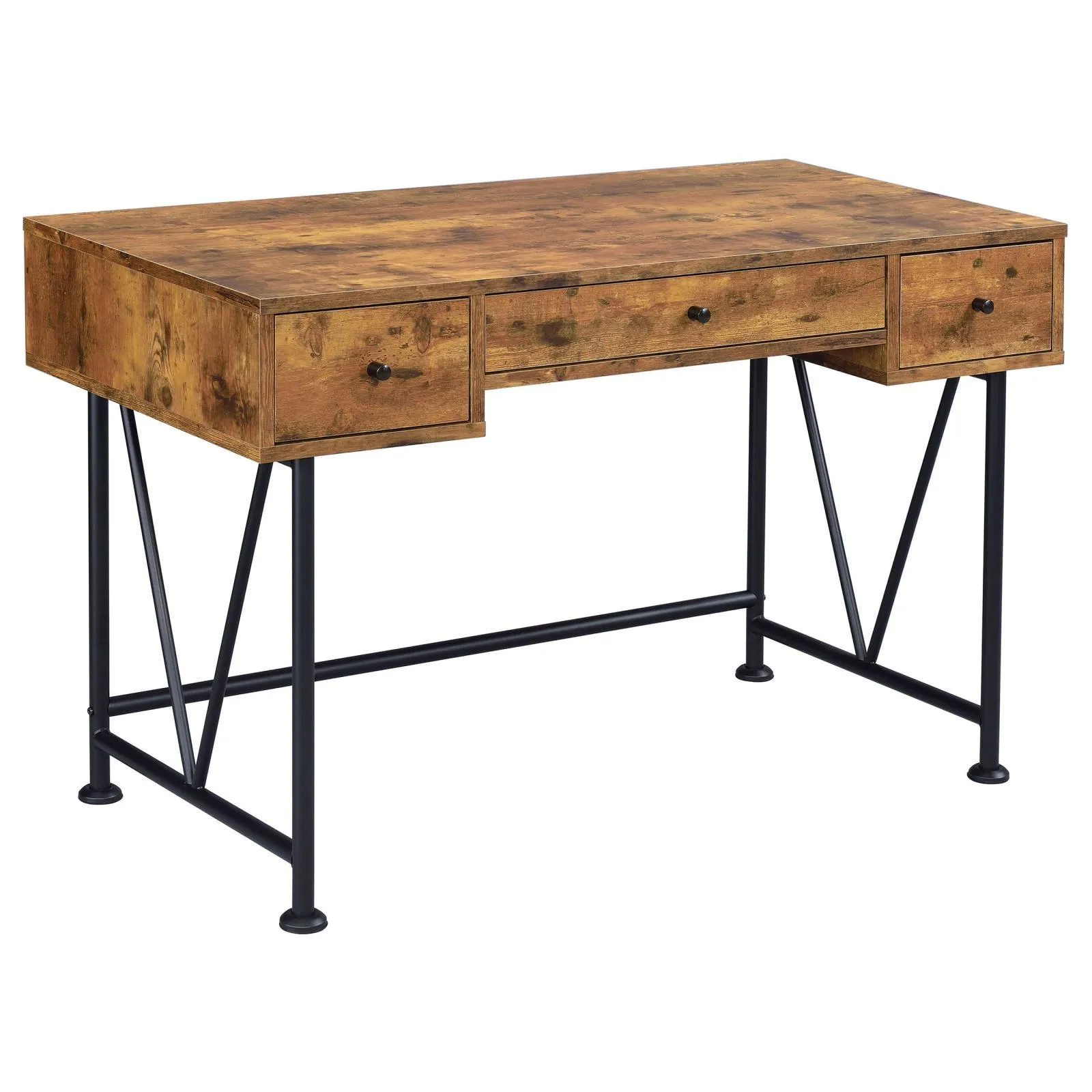 Analiese Antique Nutmeg/Black 3-Drawer Writing Desk - Image 2