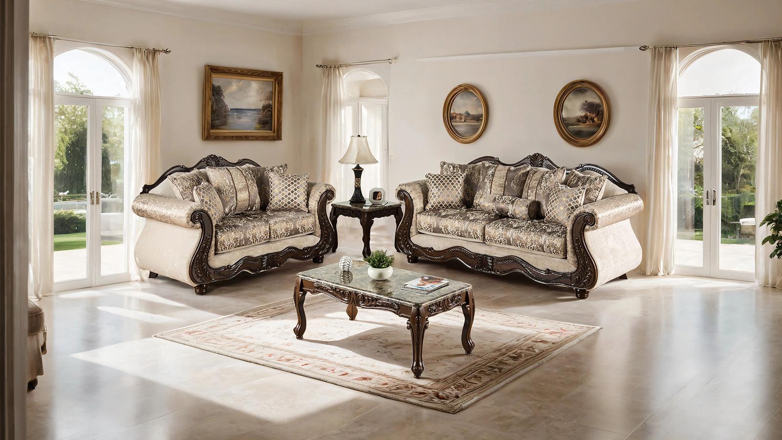 Andalusia Light Brown/Dark Cherry Loveseat - Image 6