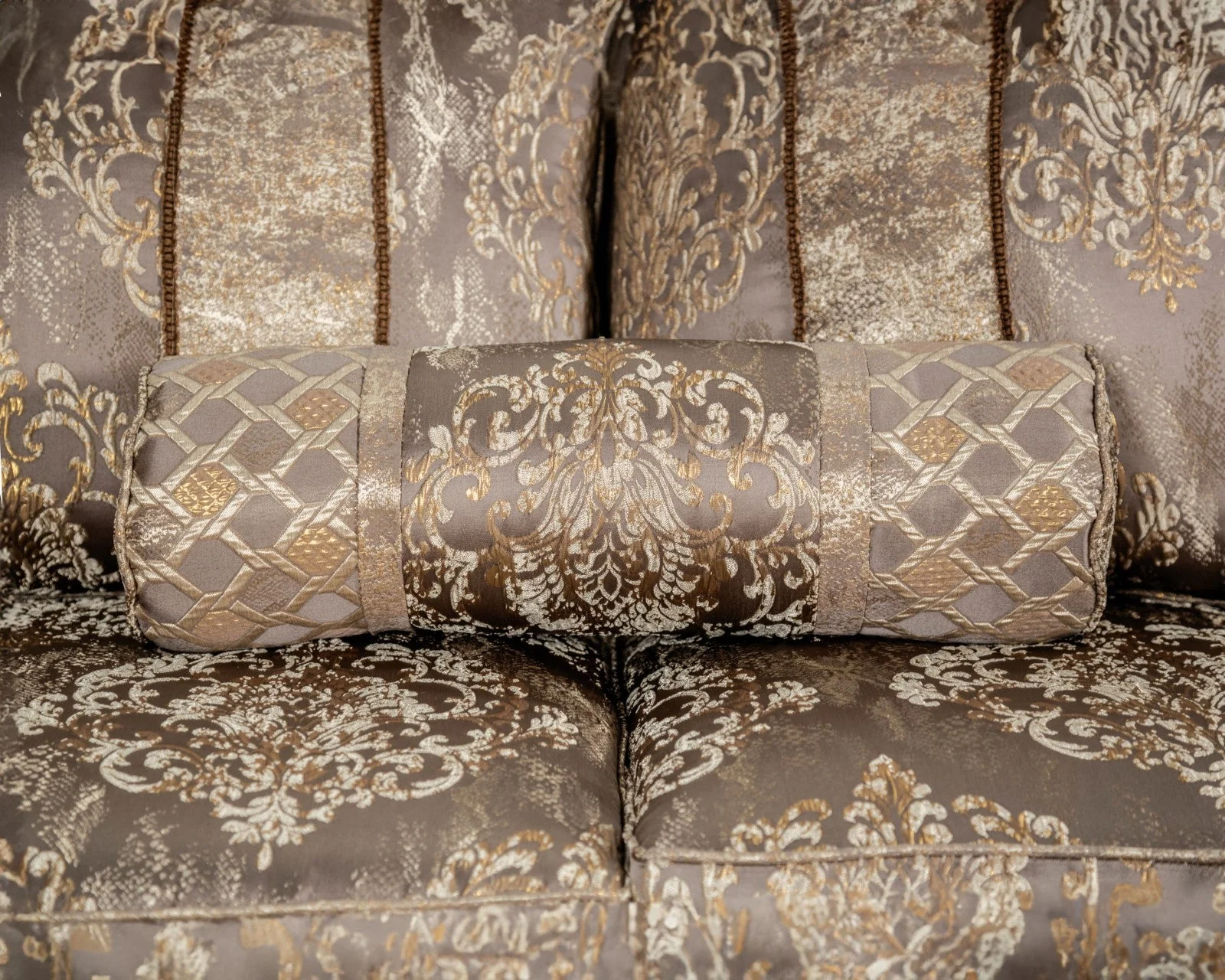 Andalusia Light Brown / Dark Cherry Upholstery Living Room Set - Image 4