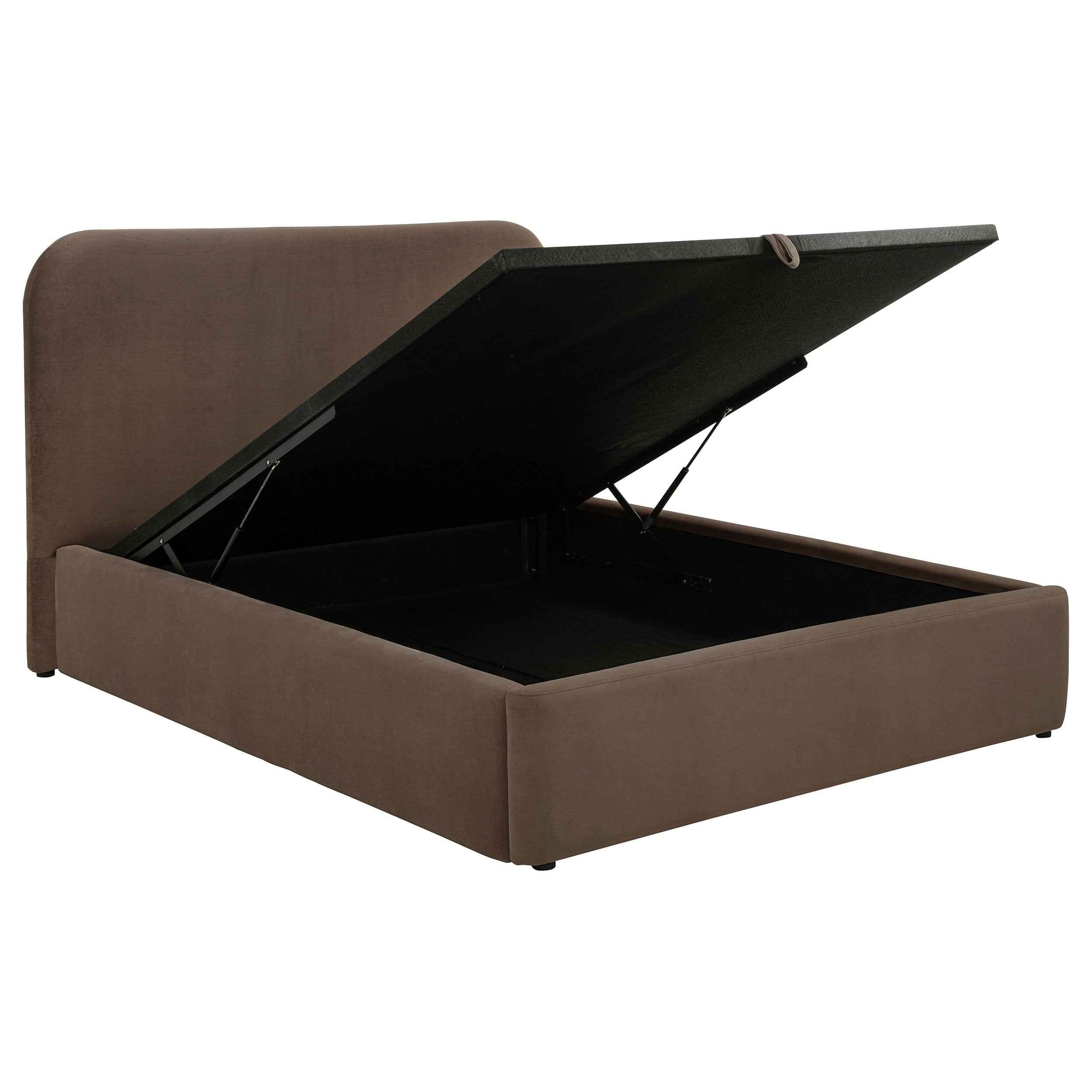 Anders Chocolate Upholstered Queen Storage Lift Platform Bed - Image 2
