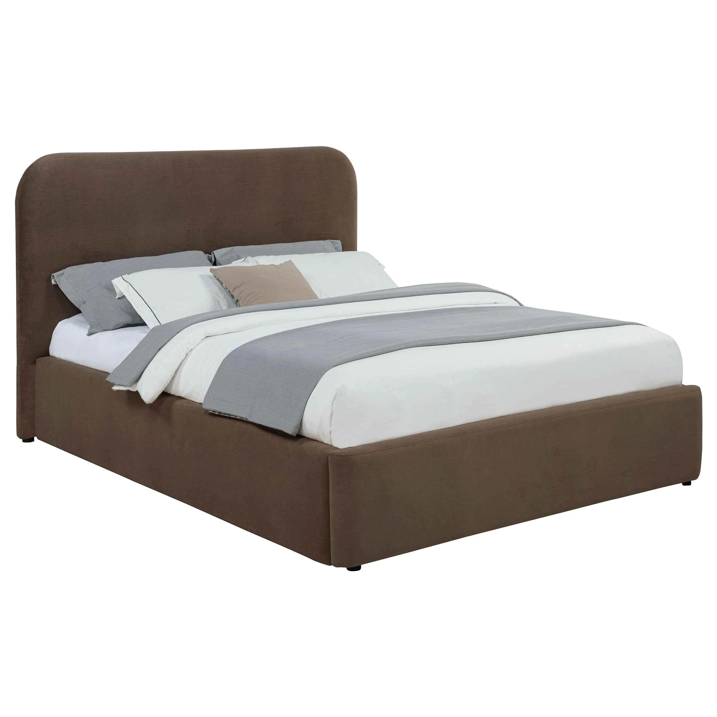Anders Chocolate Upholstered Queen Storage Lift Platform Bed - Image 3