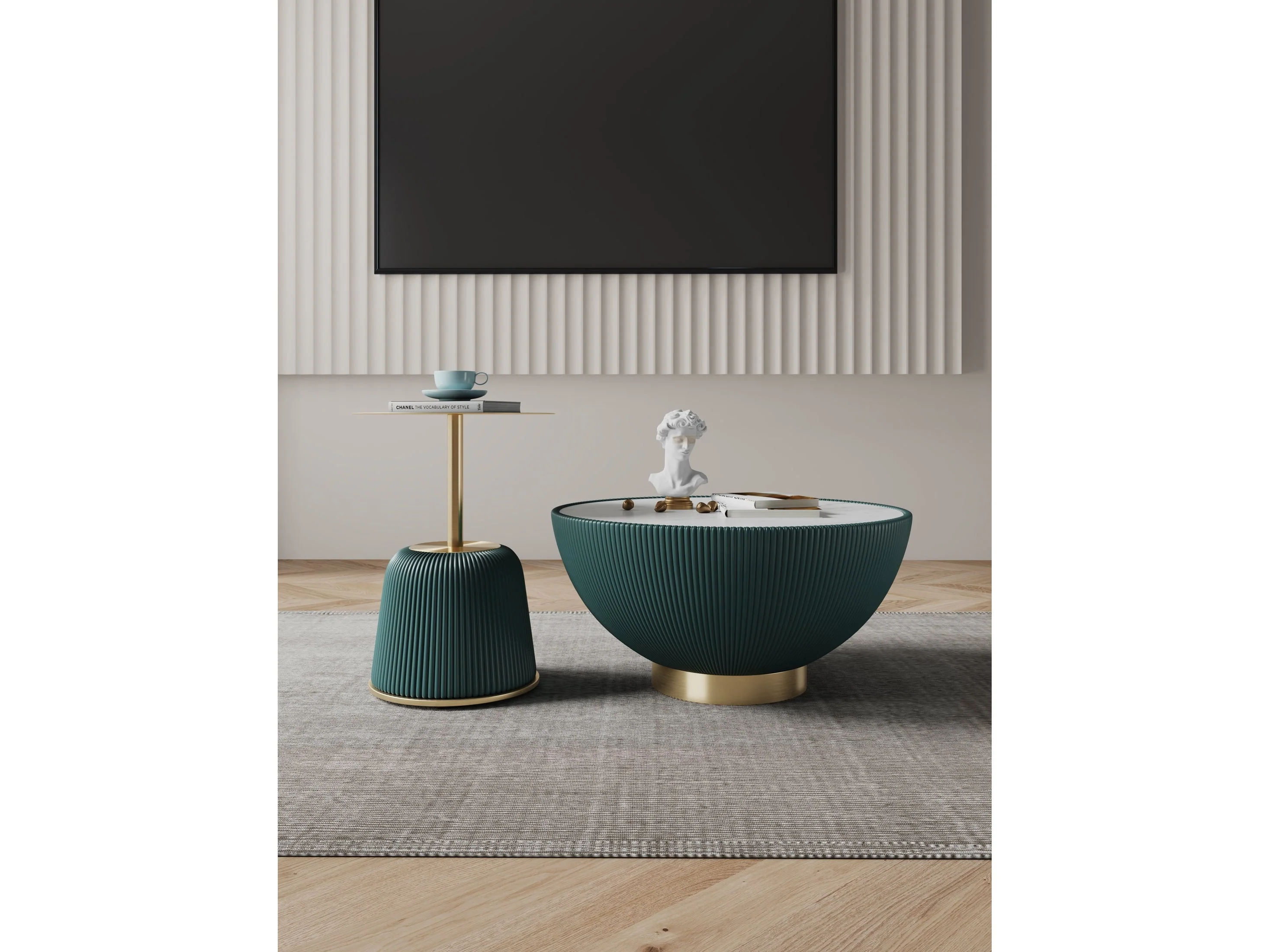 Anderson Coffee Table and End Table 1.0 in Green (set of 2)