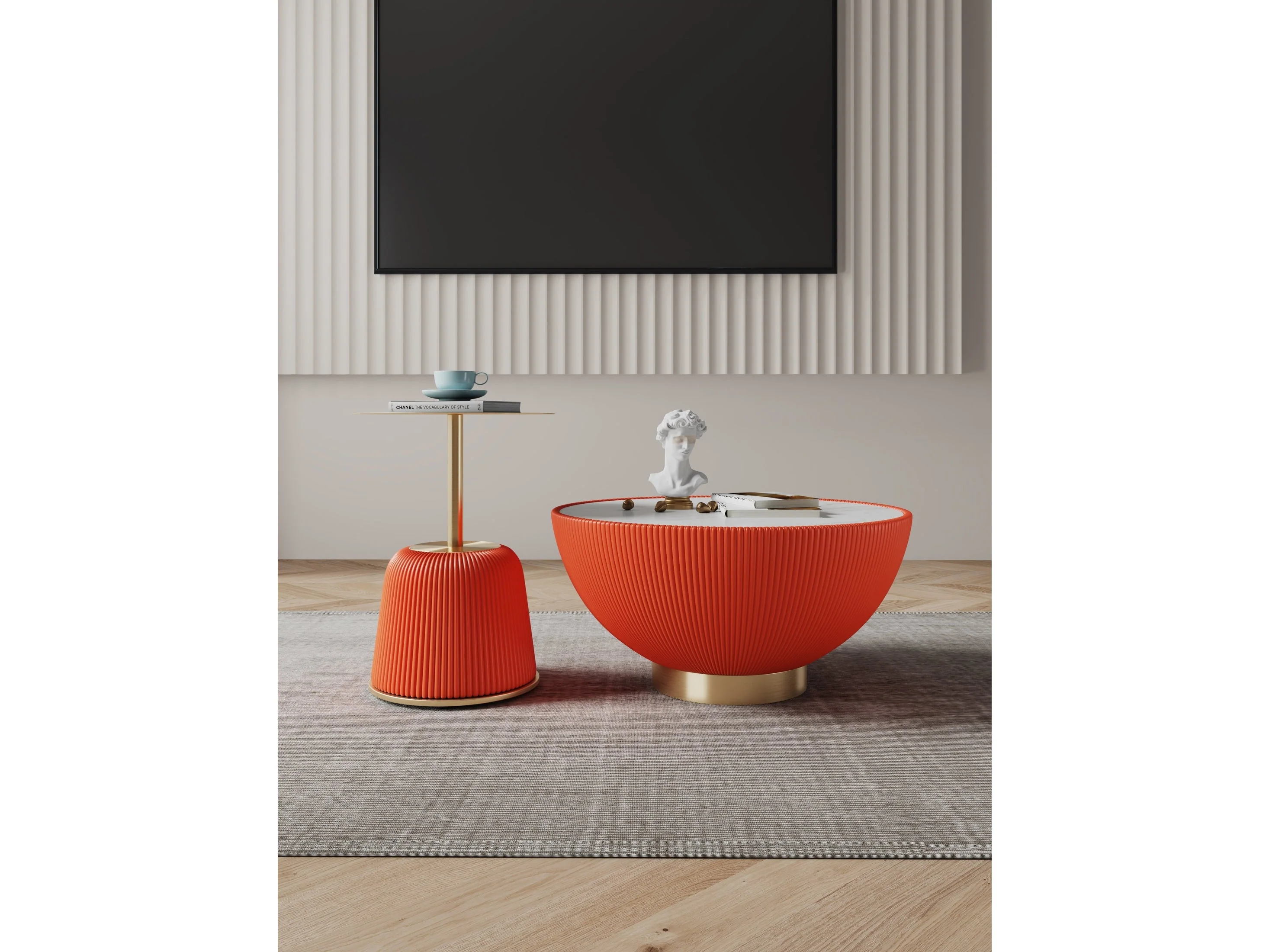 Anderson Coffee Table and End Table 1.0 in Orange (set of 2)