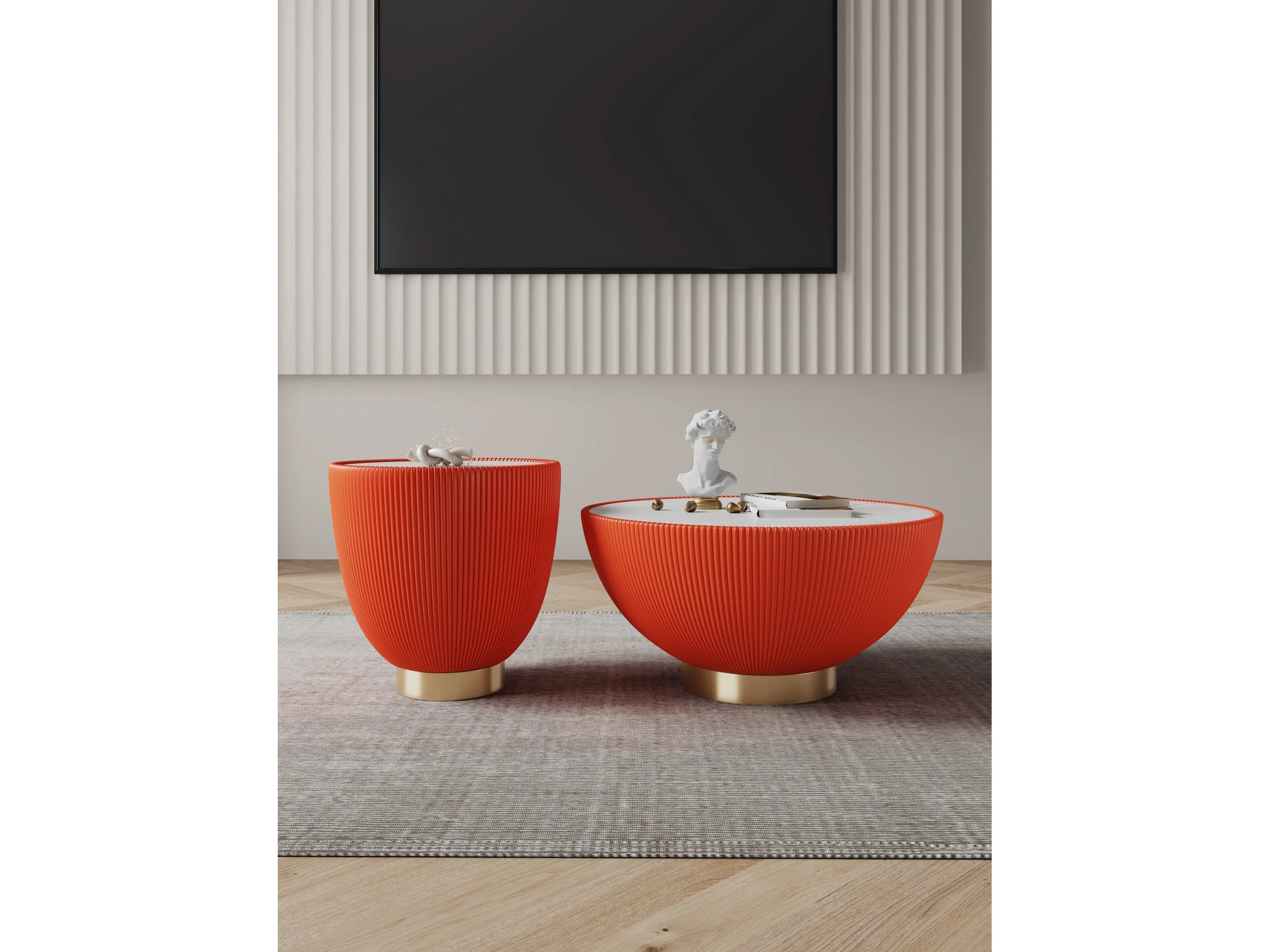 Anderson Coffee Table and End Table 2.0 in Orange (set of 2)