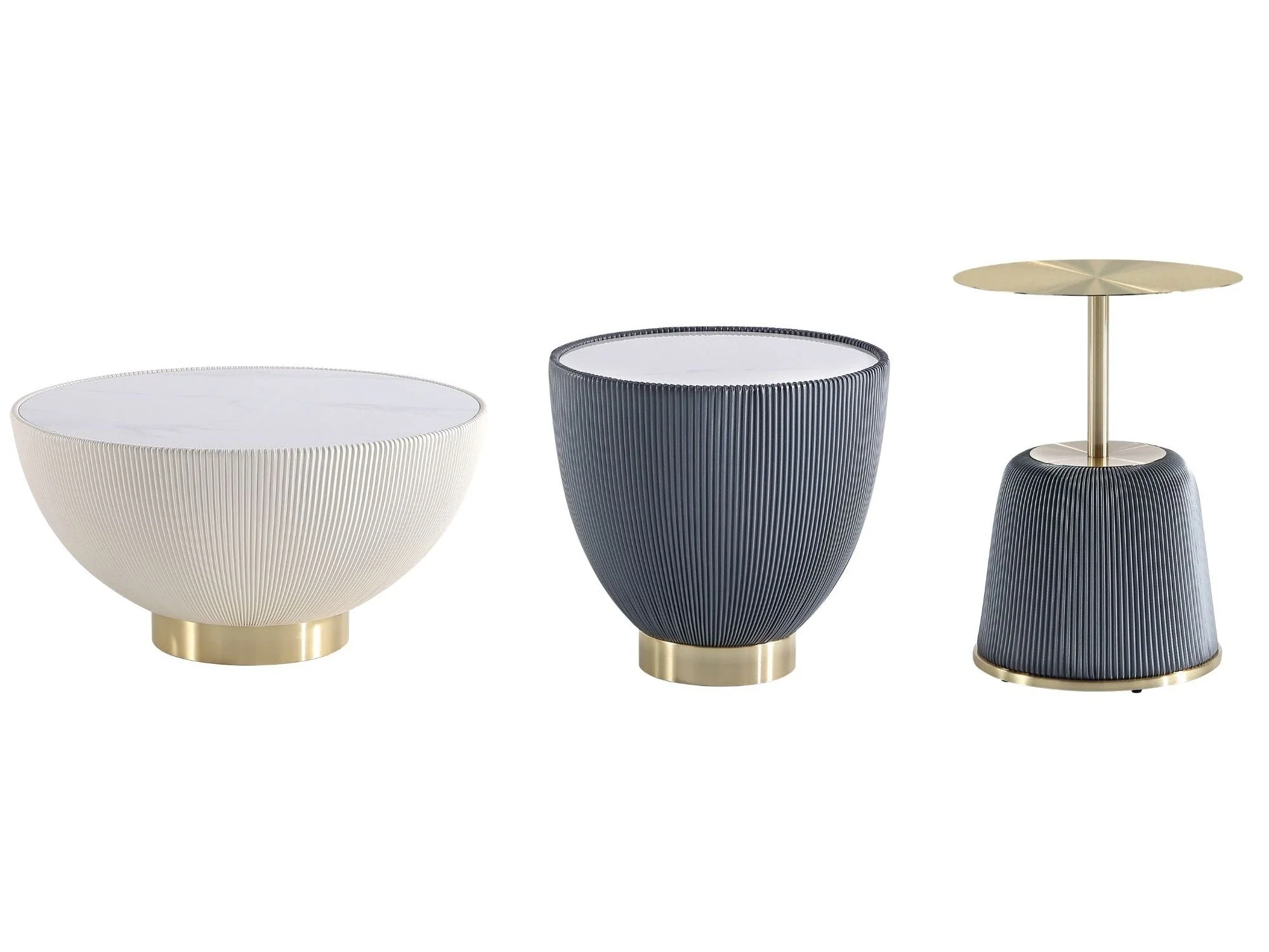 Anderson Coffee Table, End Table 1.0 and End Table 2.0 in Cream and Grey (set of 3)