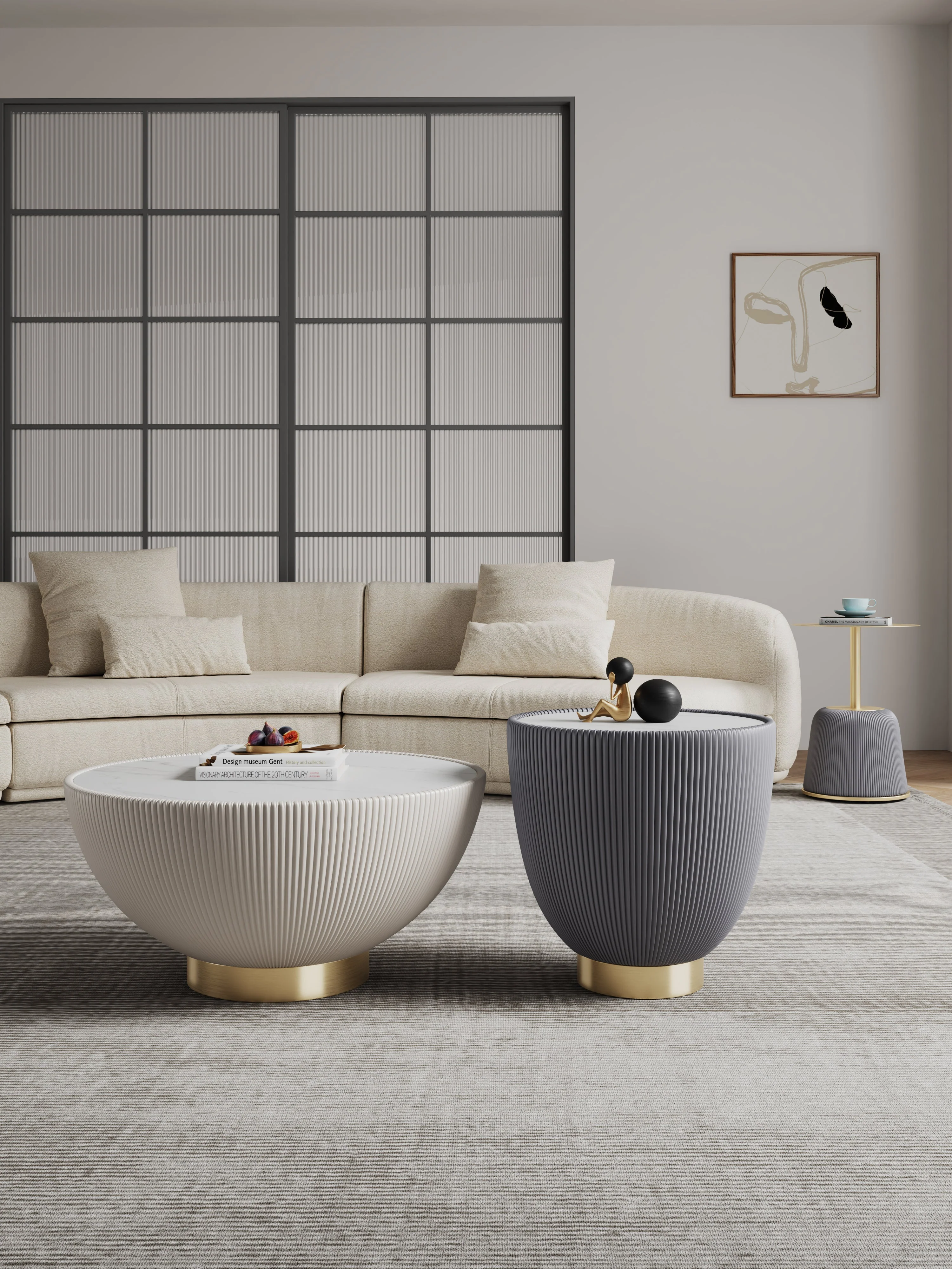 Anderson Coffee Table, End Table 1.0 and End Table 2.0 in Cream and Grey (set of 3) - Image 2