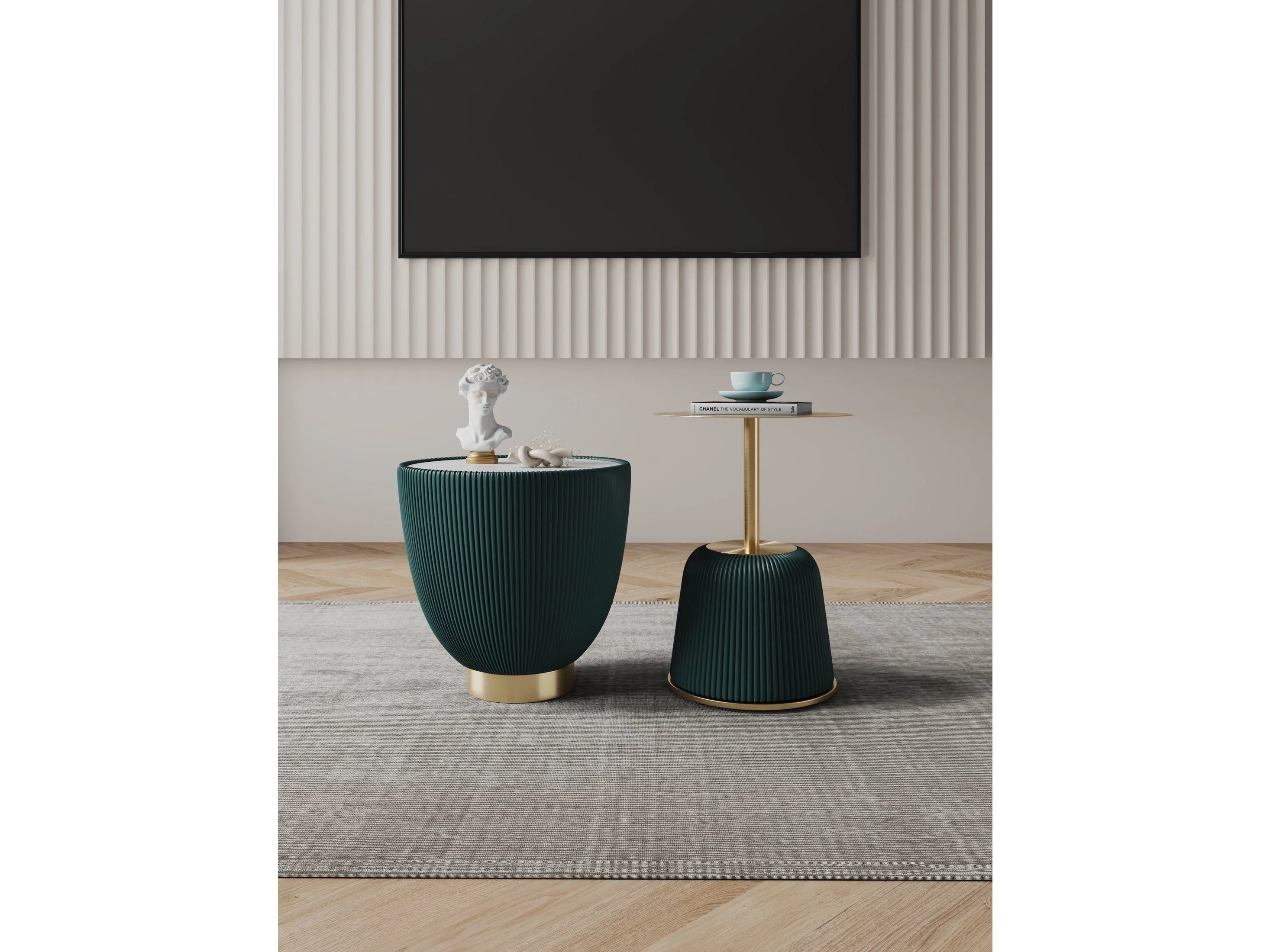 Anderson End Table 1.0 and End Table 2.0 in Green (set of 2)