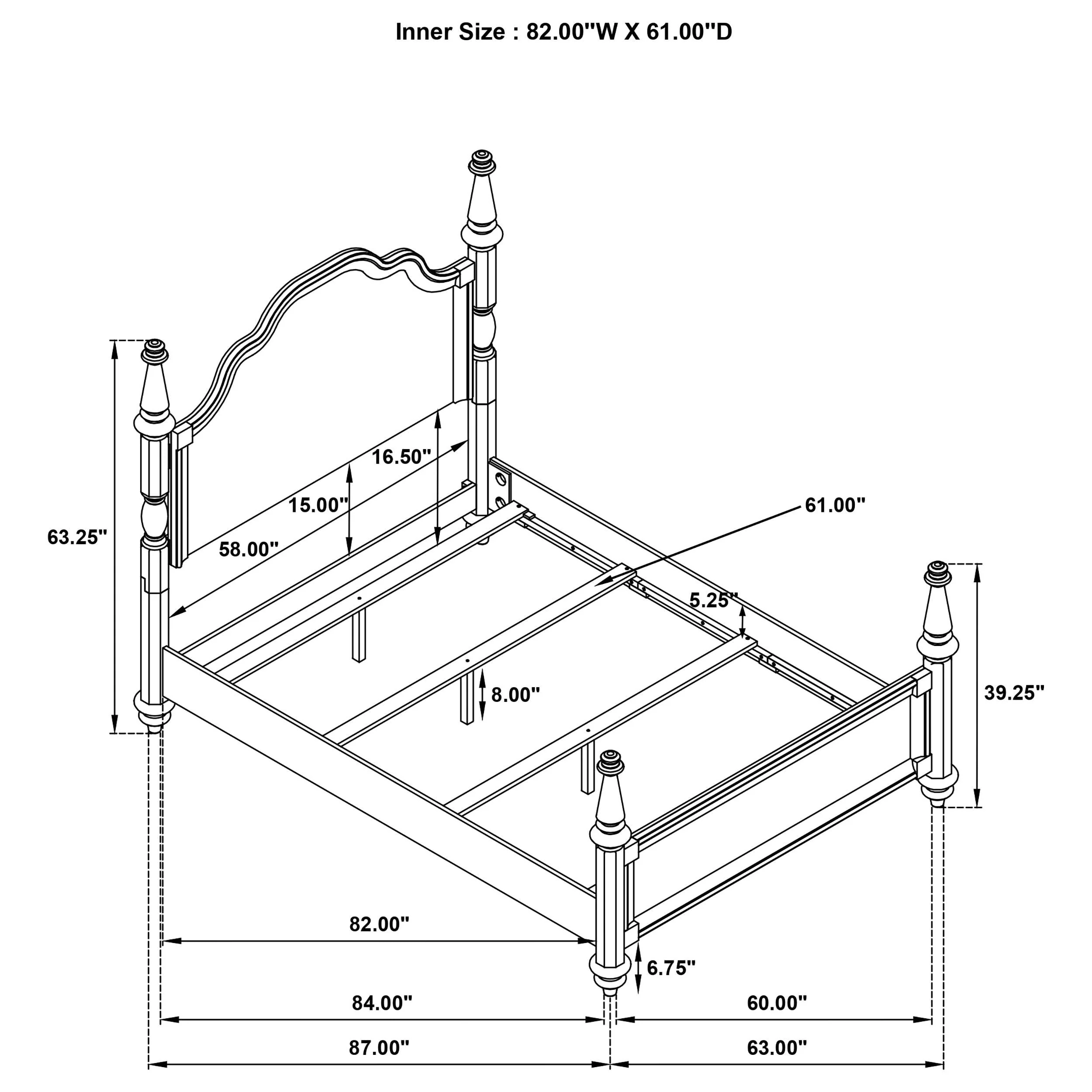 Andover Dark Oak Four Poster Queen Bed - Image 8