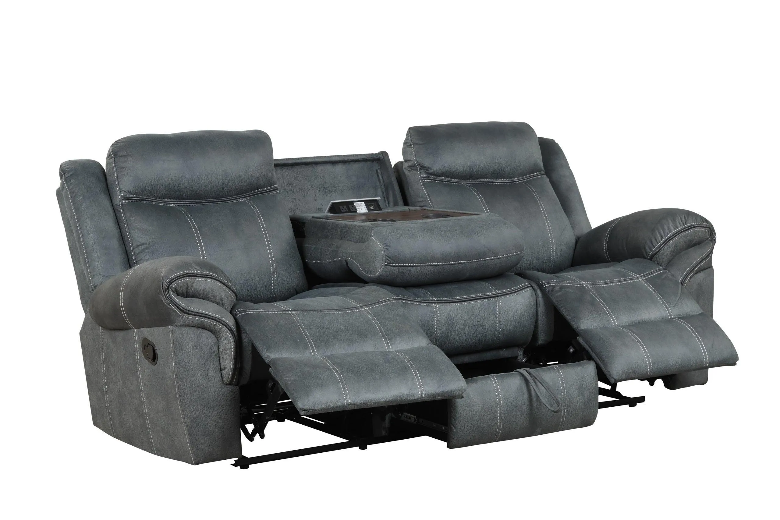 Andres 3-Piece Gray Leather Living Room Set - Image 2