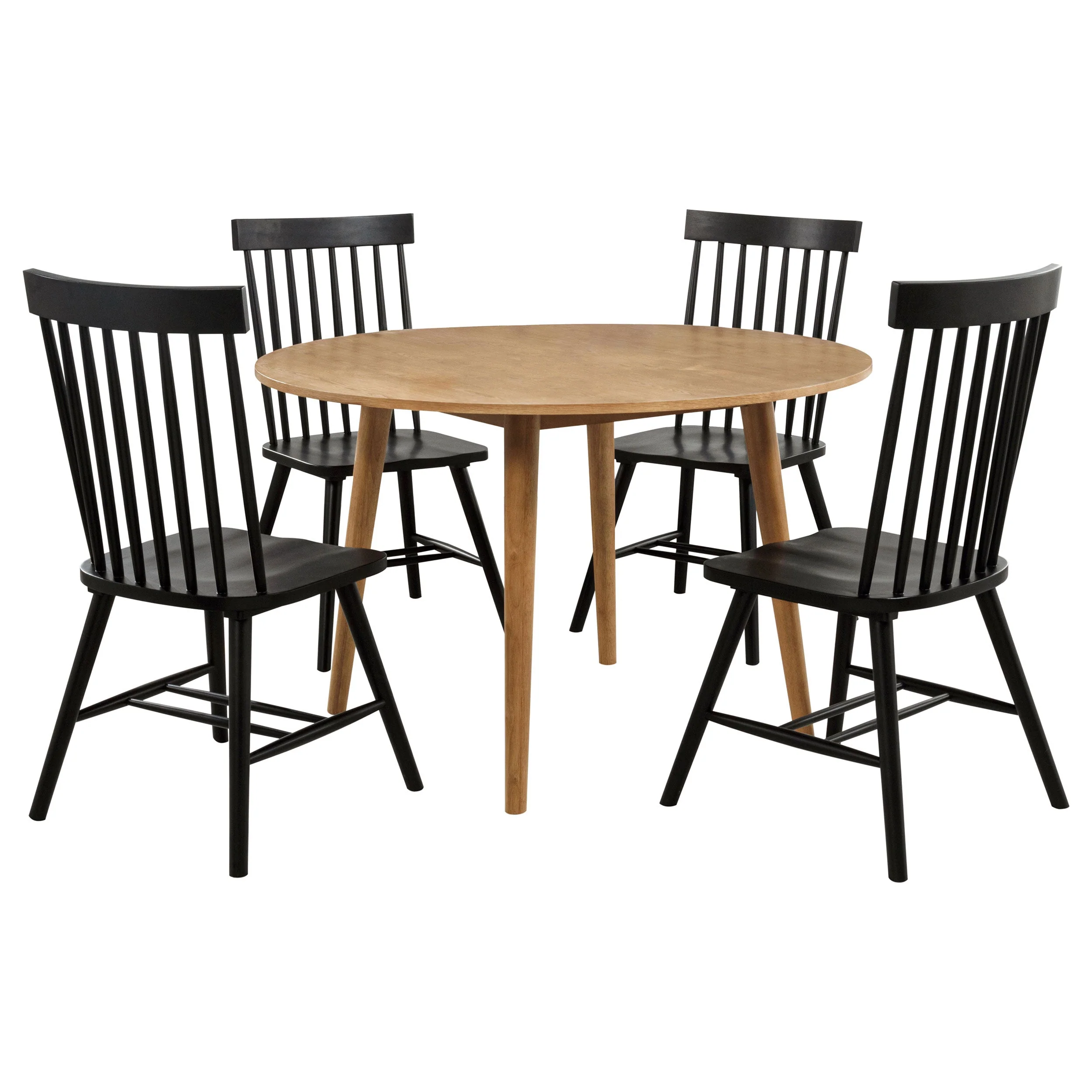 Andrews Black/Light Ash 5-piece Round Dining Table Set - Image 2