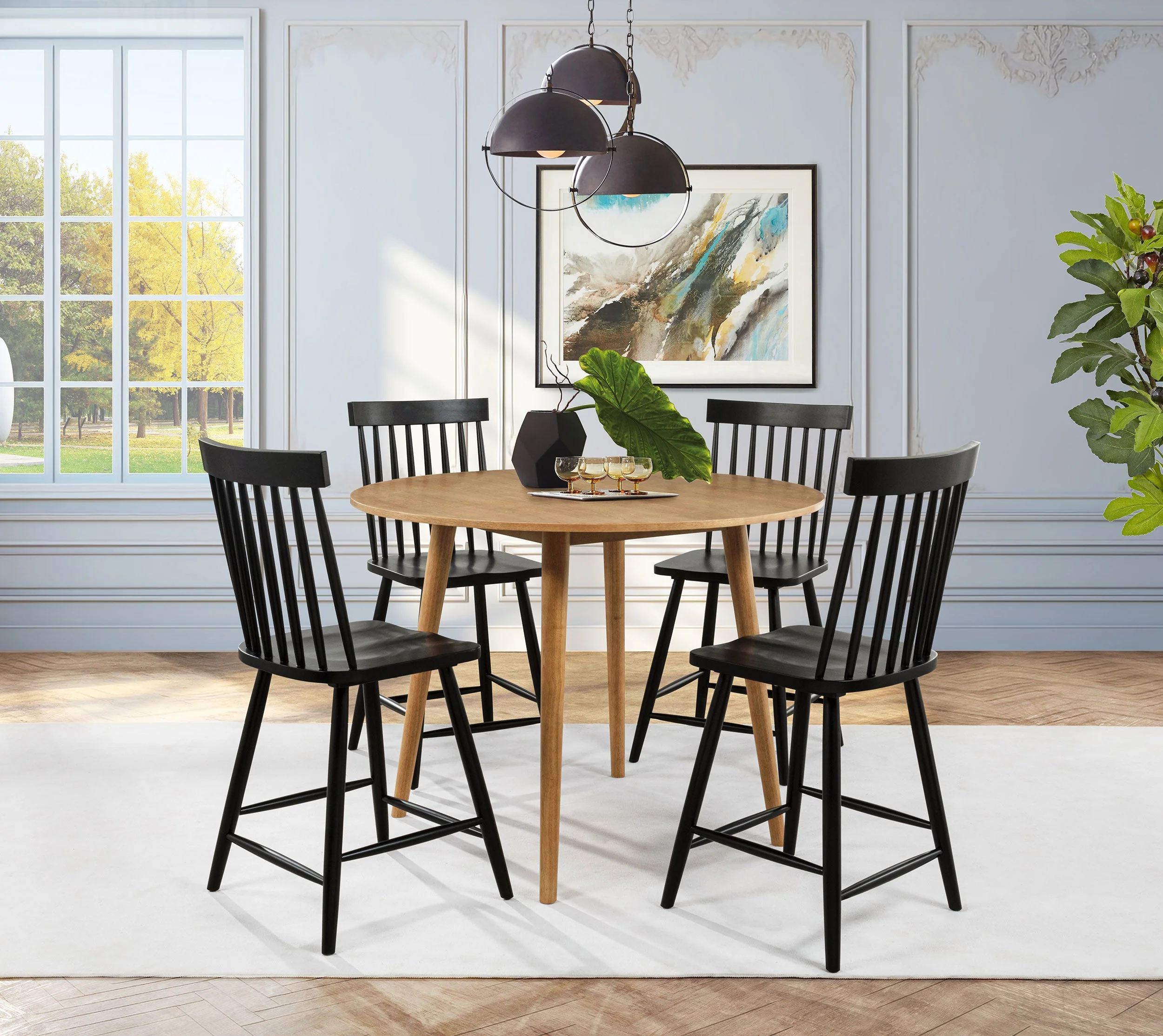 Andrews Black Windsor Counter Height Dining Side Chair (Set of 2) - Image 12