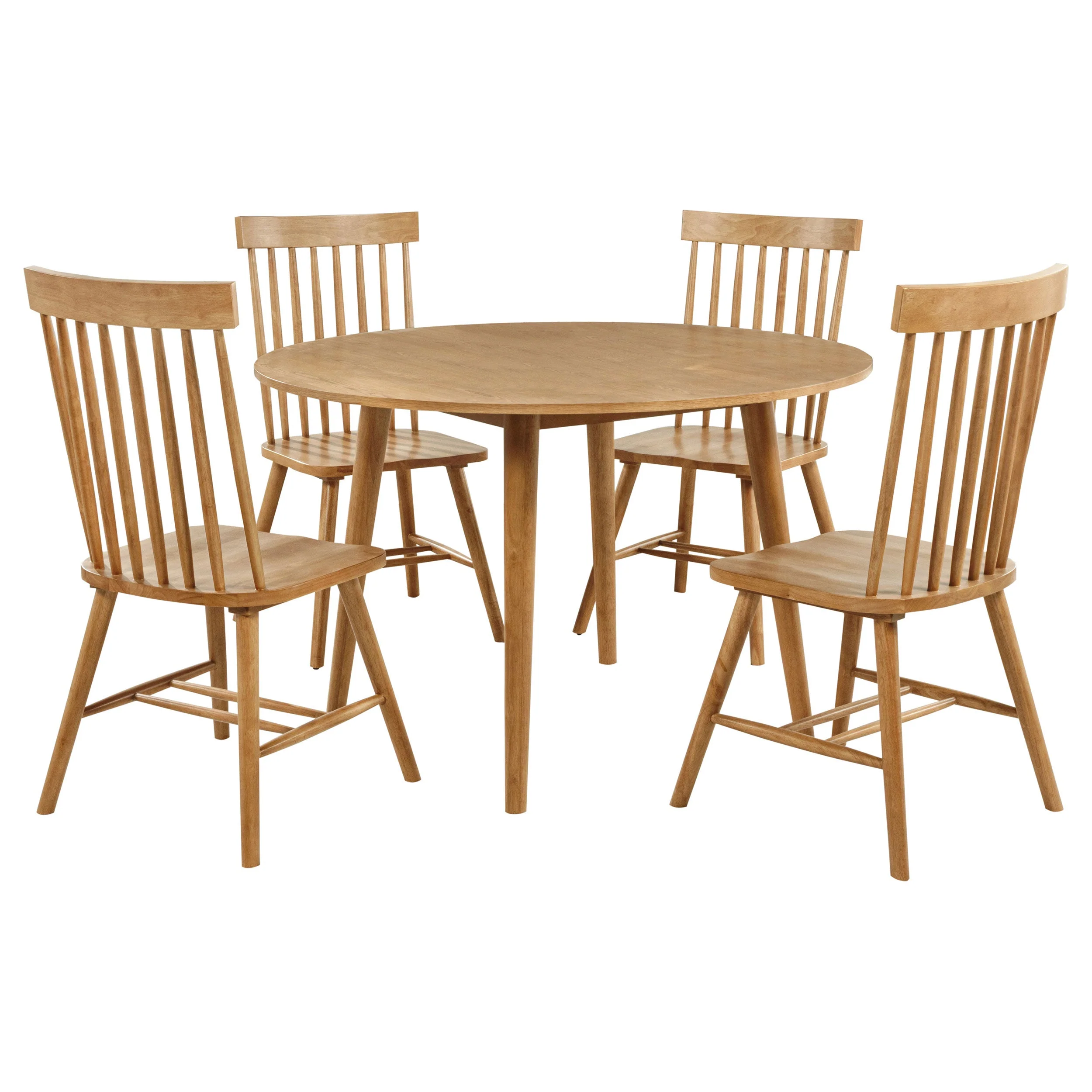 Andrews Light Ash 5-piece Round Wood Dining Room Table Set - Image 2
