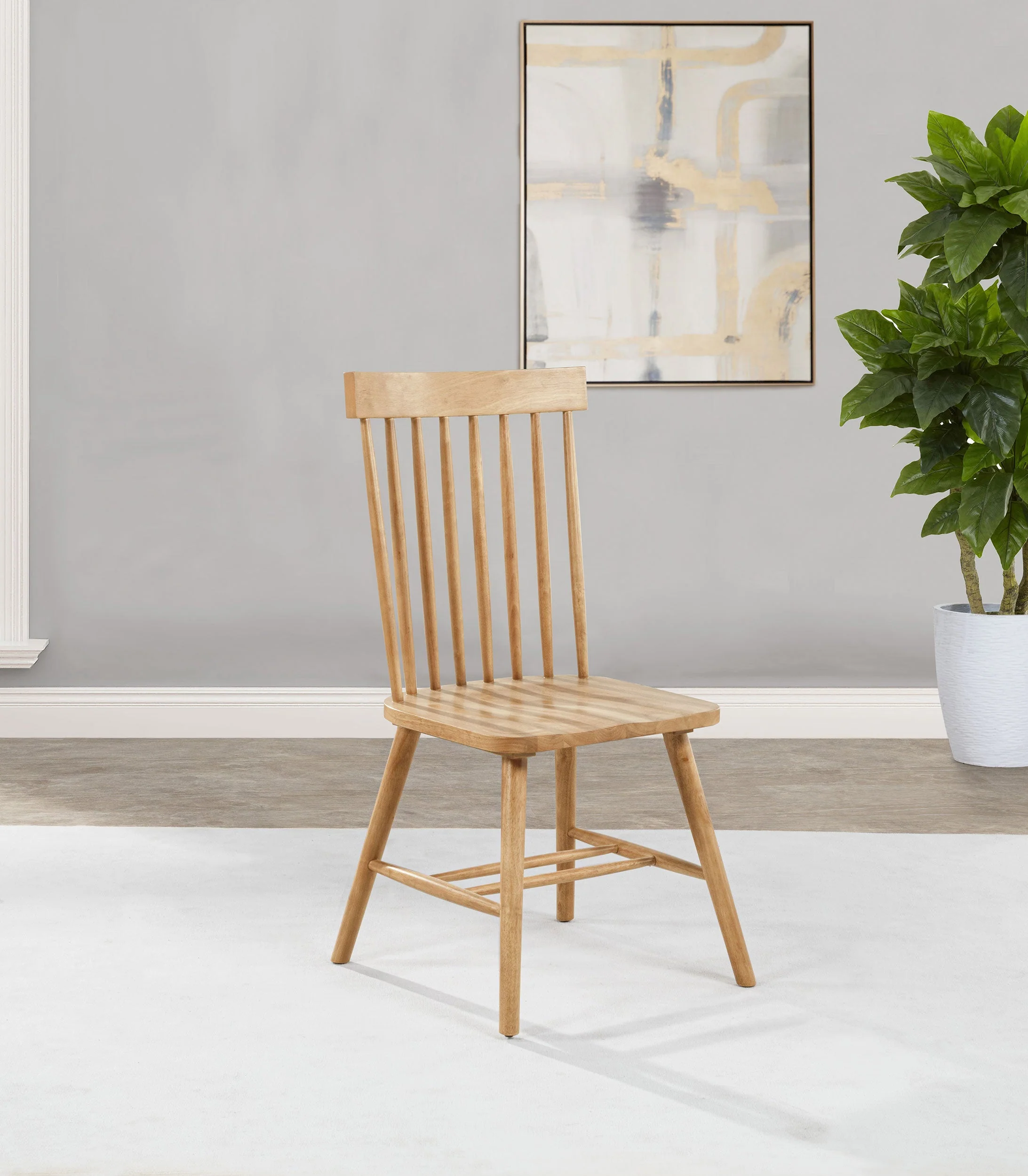 Andrews Light Ash Windsor Spindle Back Dining Side Chair (Set of 2) - Image 2