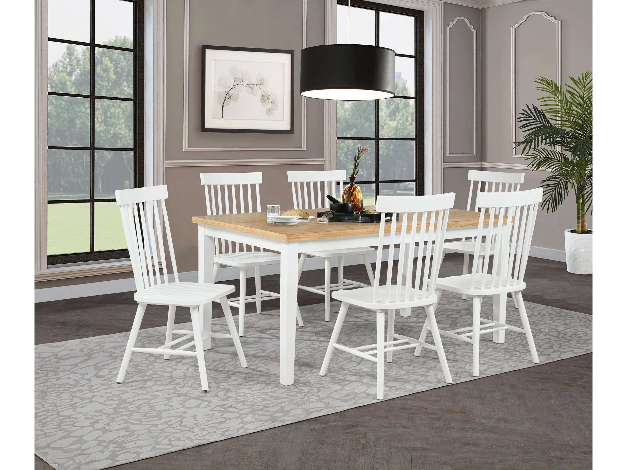 Andrews White/Light Ash 7-piece Rectangular Dining Set