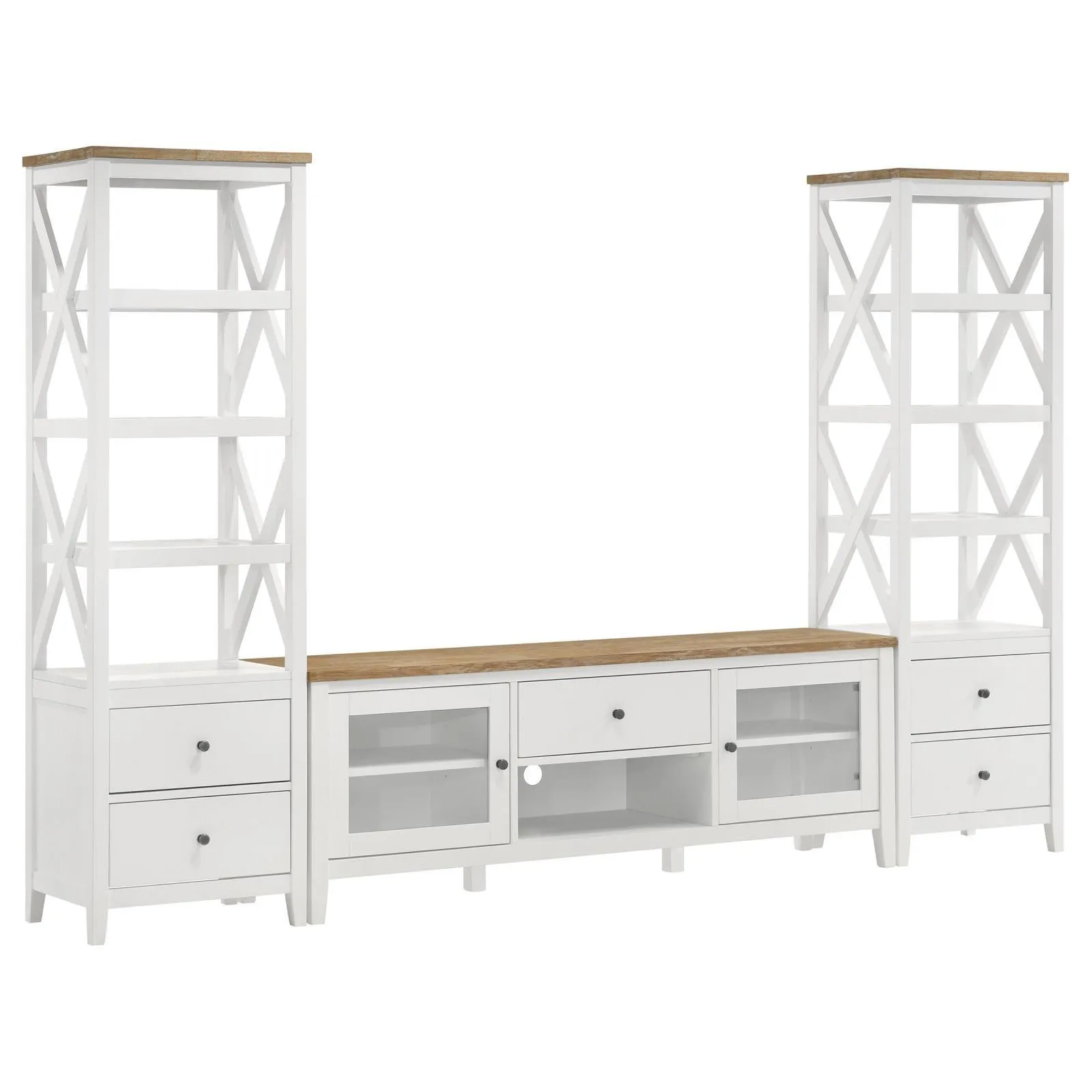 Angela Brown and White 3-piece Entertainment Center With 67" TV Stand - Image 12