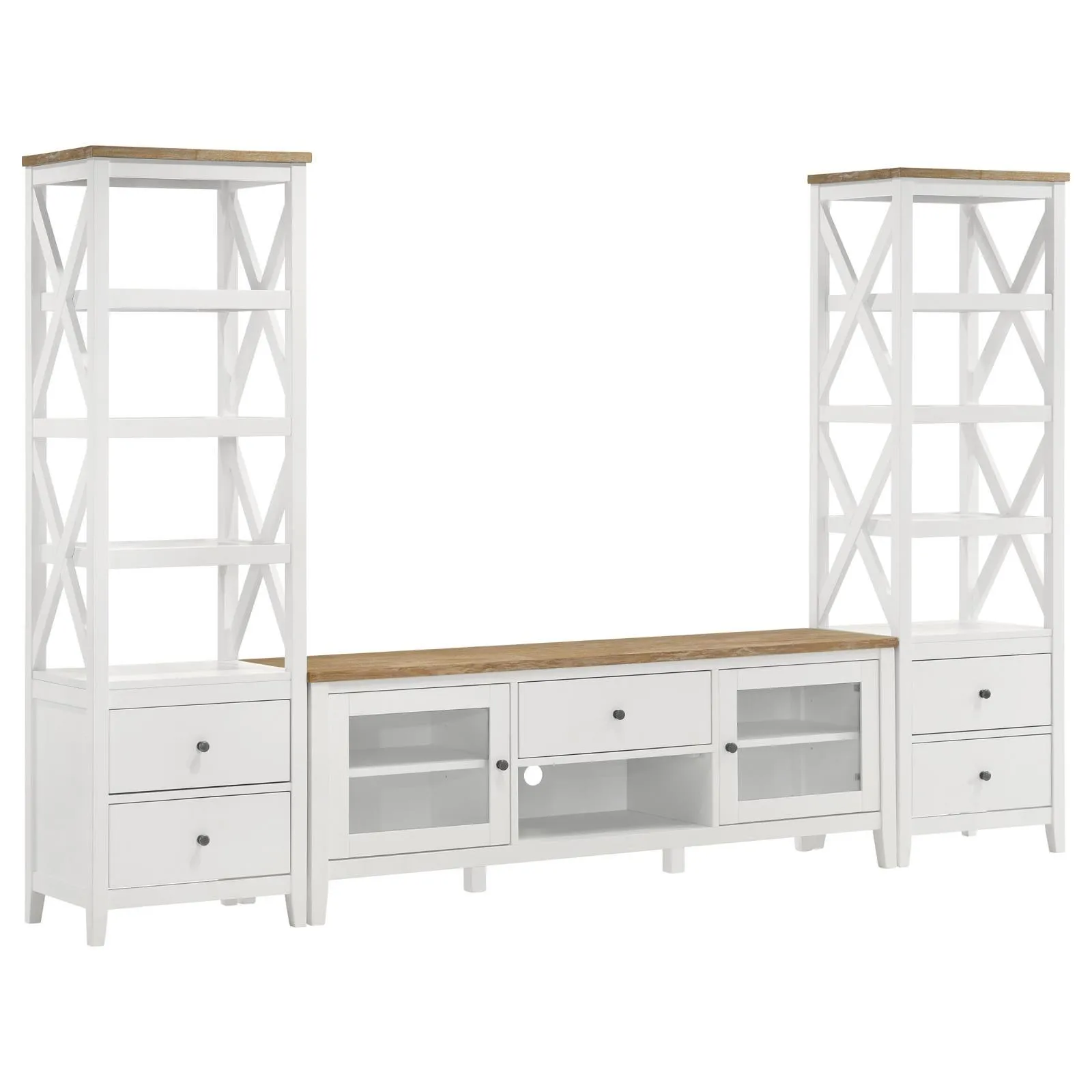 Angela Brown and White 4-shelf Wooden Media Tower with Drawers - Image 11