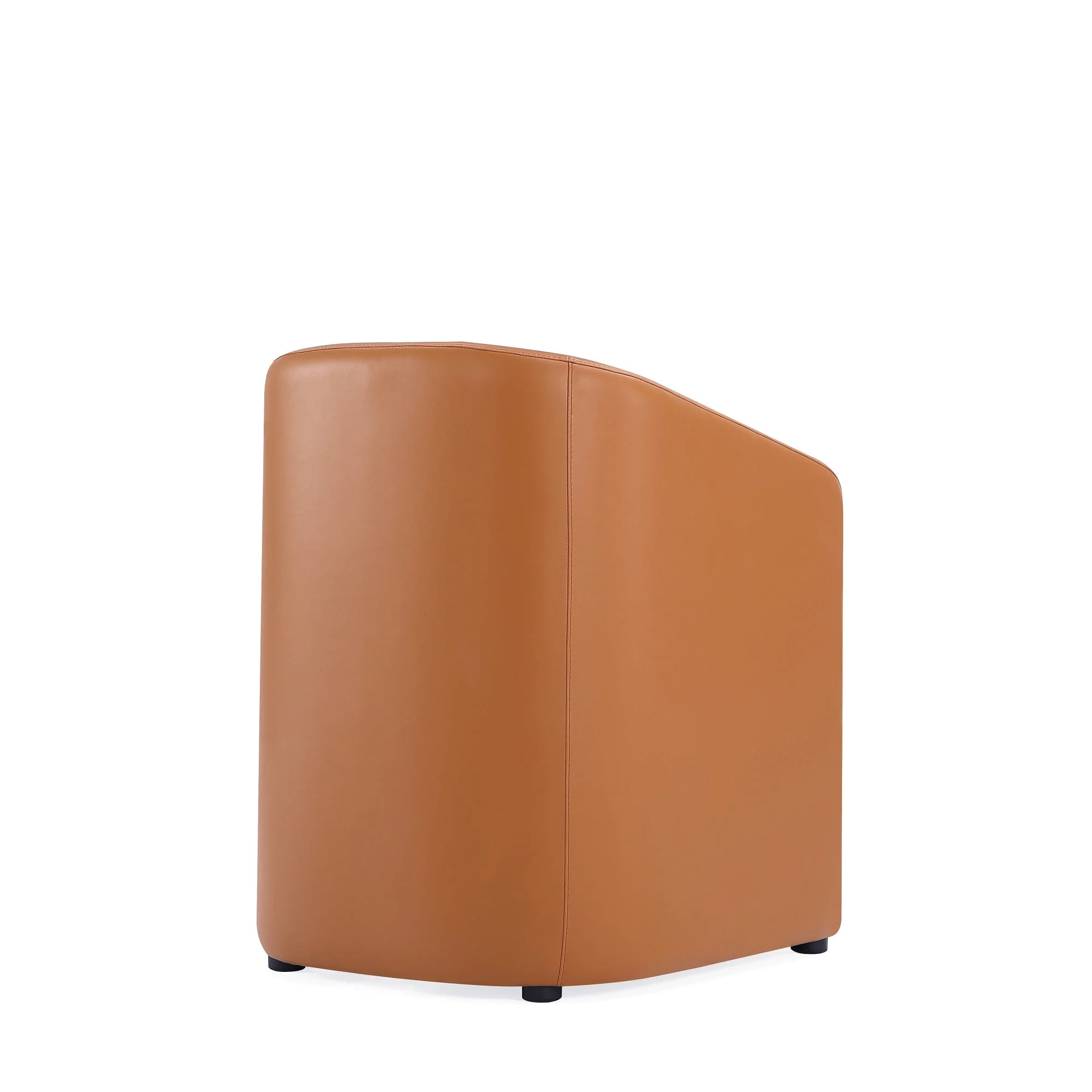 Anna Round Faux Leather Dining Armchair in Saddle - Image 6