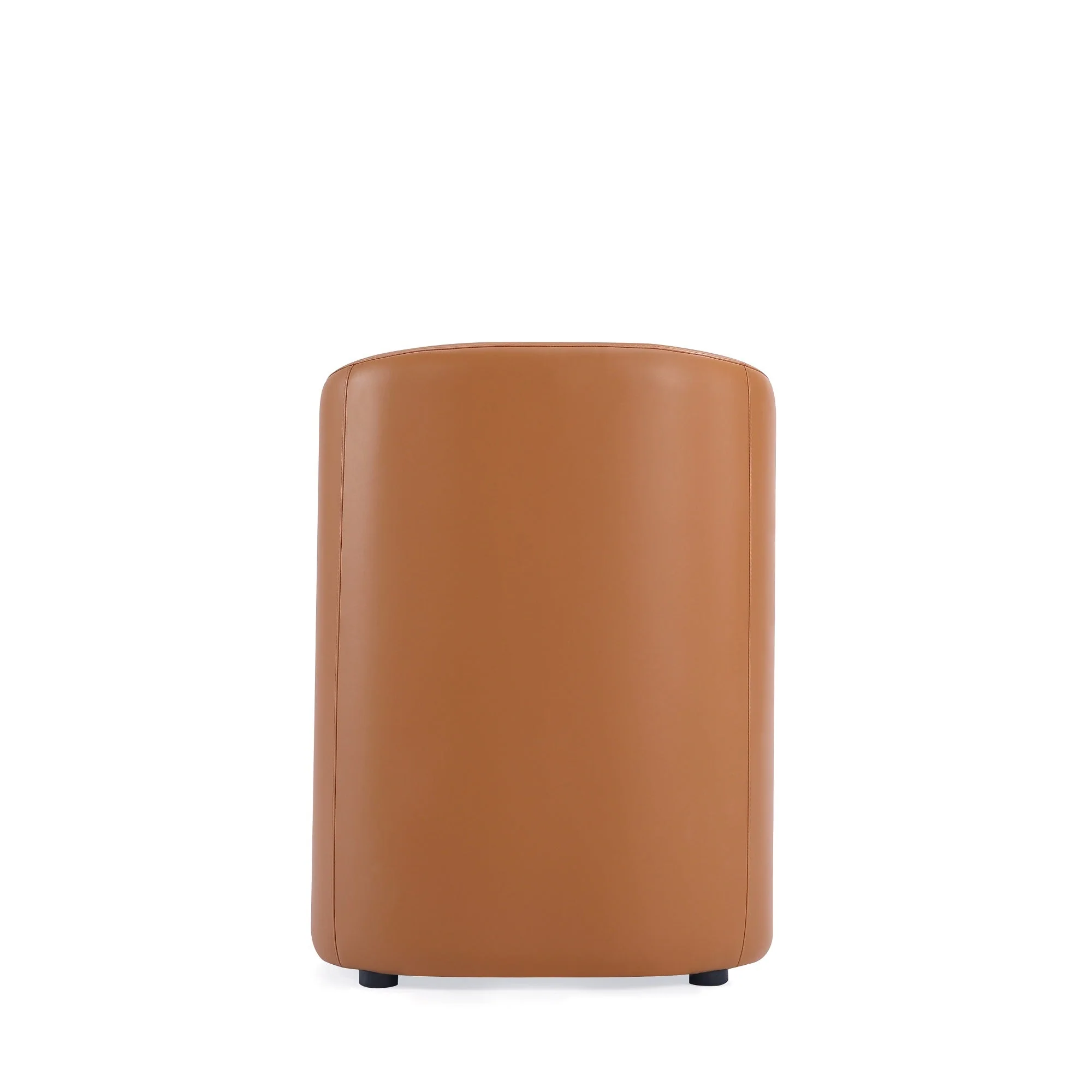 Anna Round Faux Leather Dining Armchair in Saddle - Image 7