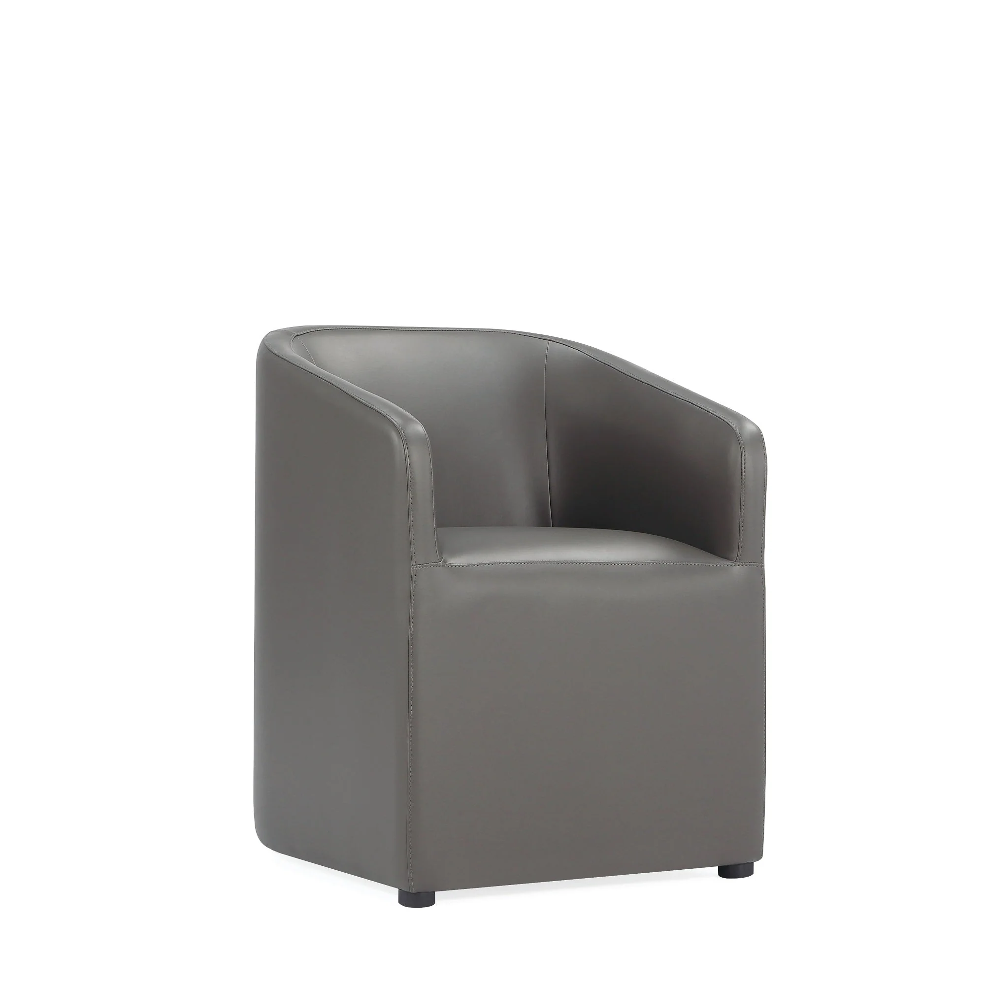 Anna Round Faux Leather Dining Chair in Pewter (set of 2) - Image 5