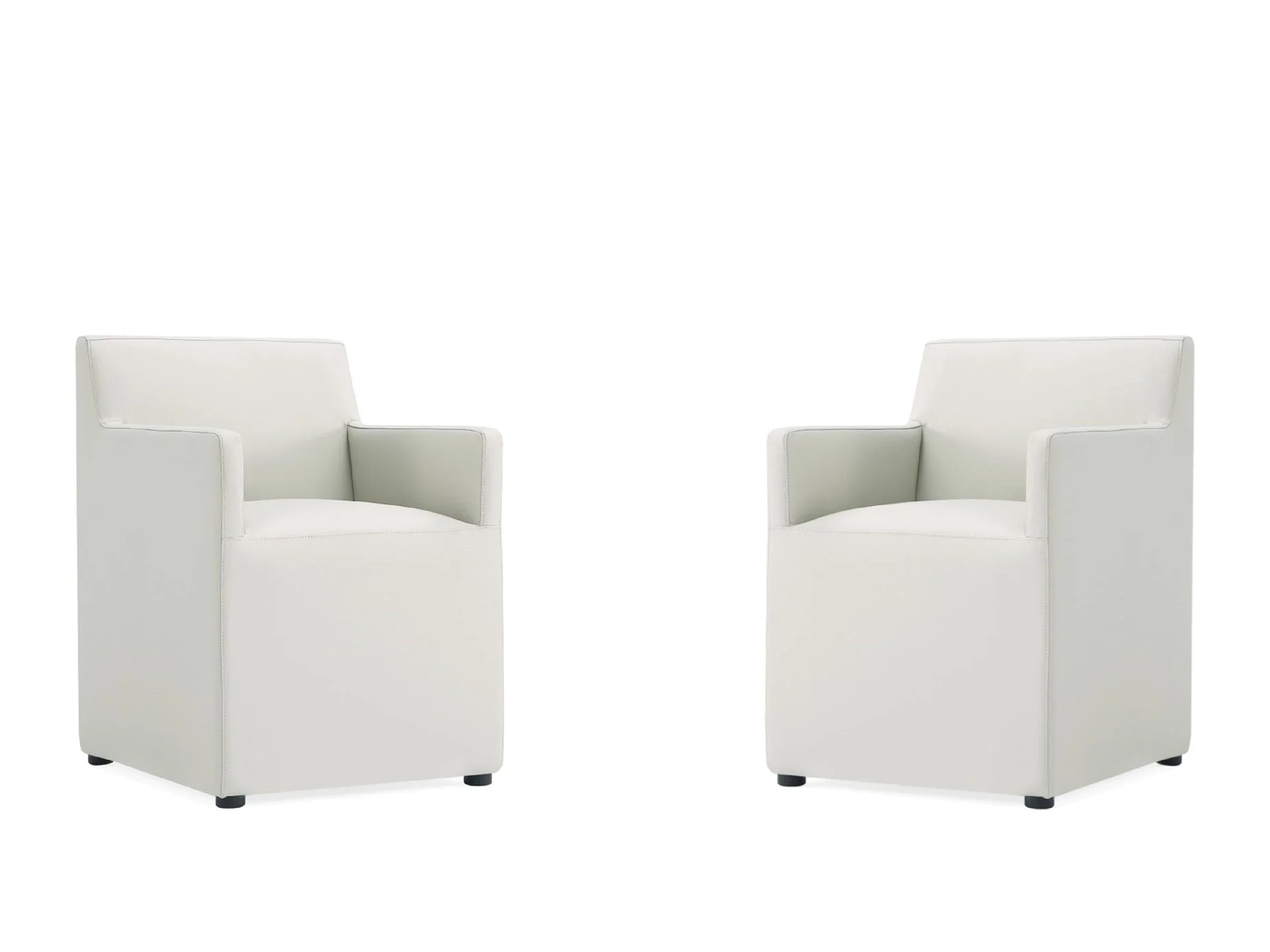 Anna Square Faux Leather Dining Arm Chair in Light Stone Grey (set of 2)