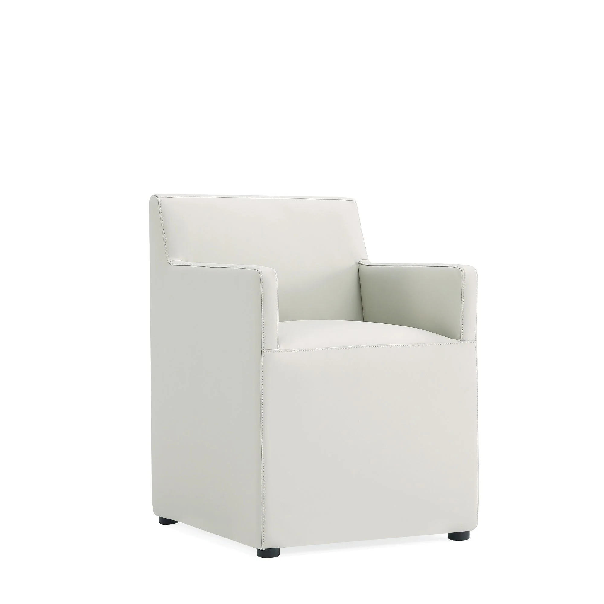 Anna Square Faux Leather Dining Arm Chair in Light Stone Grey (set of 2) - Image 5
