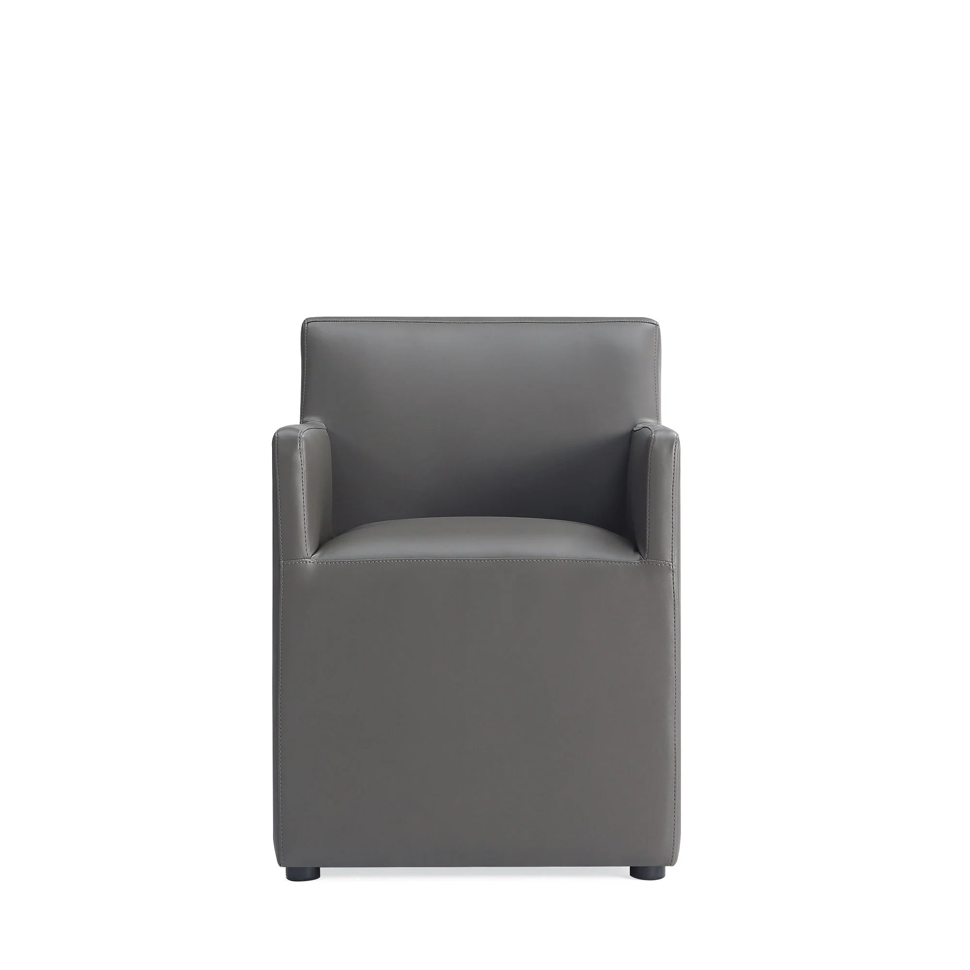 Anna Square Faux Leather Dining Arm Chair in Pewter (set of 2) - Image 4
